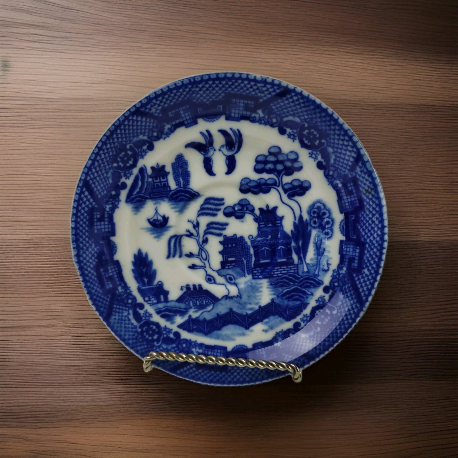 Maruta China Saucer – Blue Landscape – Made in Occupied Japan