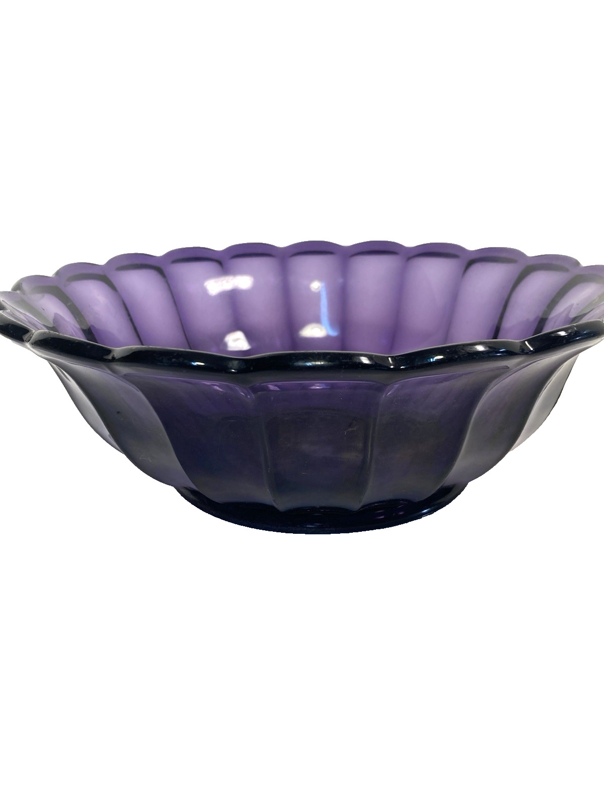 Vintage irradiated Purple Glass fruit bowl, candy bowl