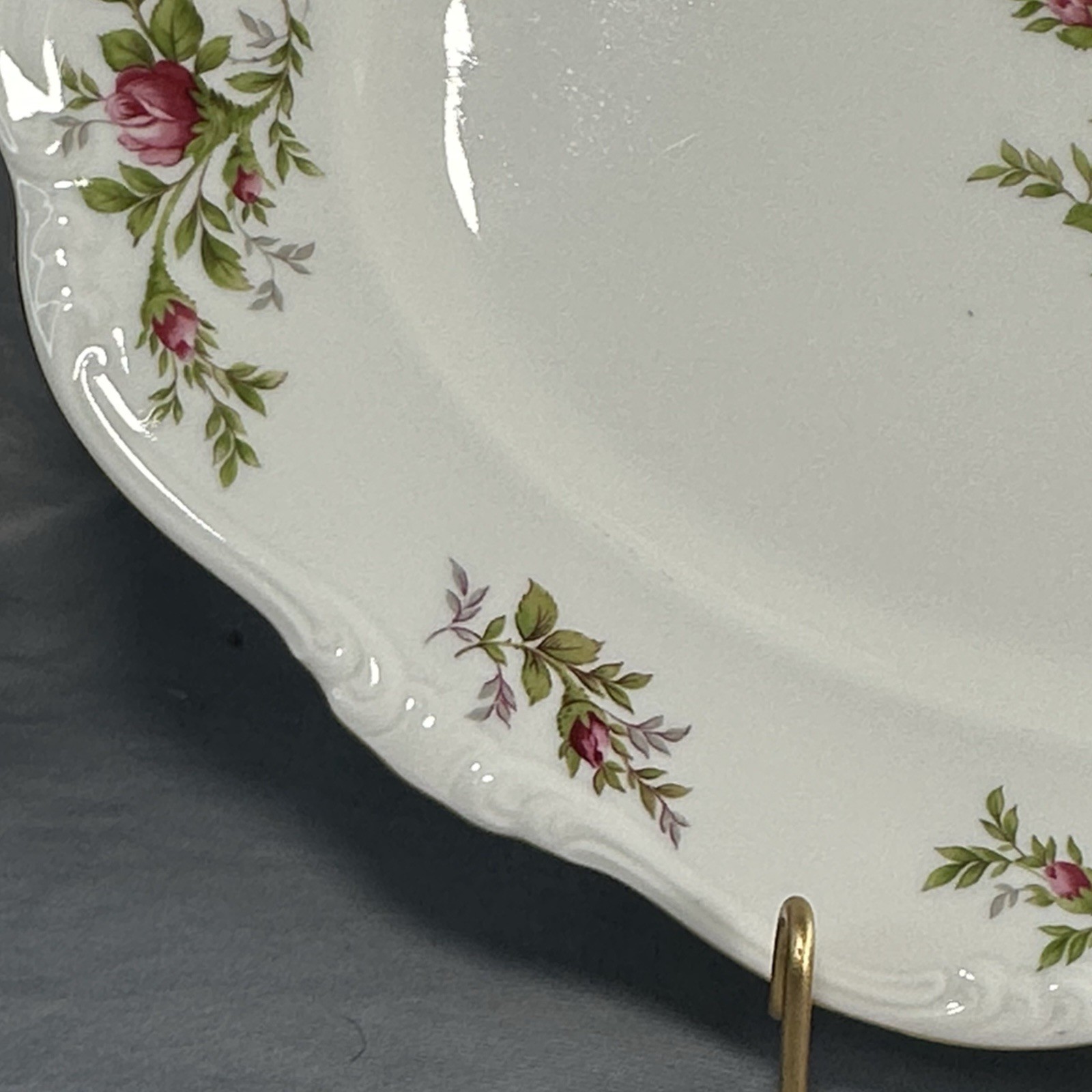 Johann Haviland Moss Rose Large Serving Platter 15”L Gold Trim Bavaria 1970’s