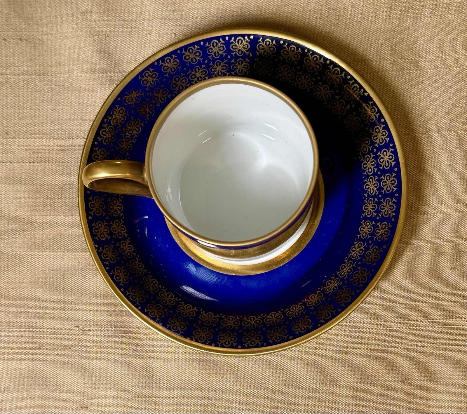 Vintage Reichenbach Echt Kobalt Demitasse Cup & Saucer Cobalt Blue Gold GDR EUC