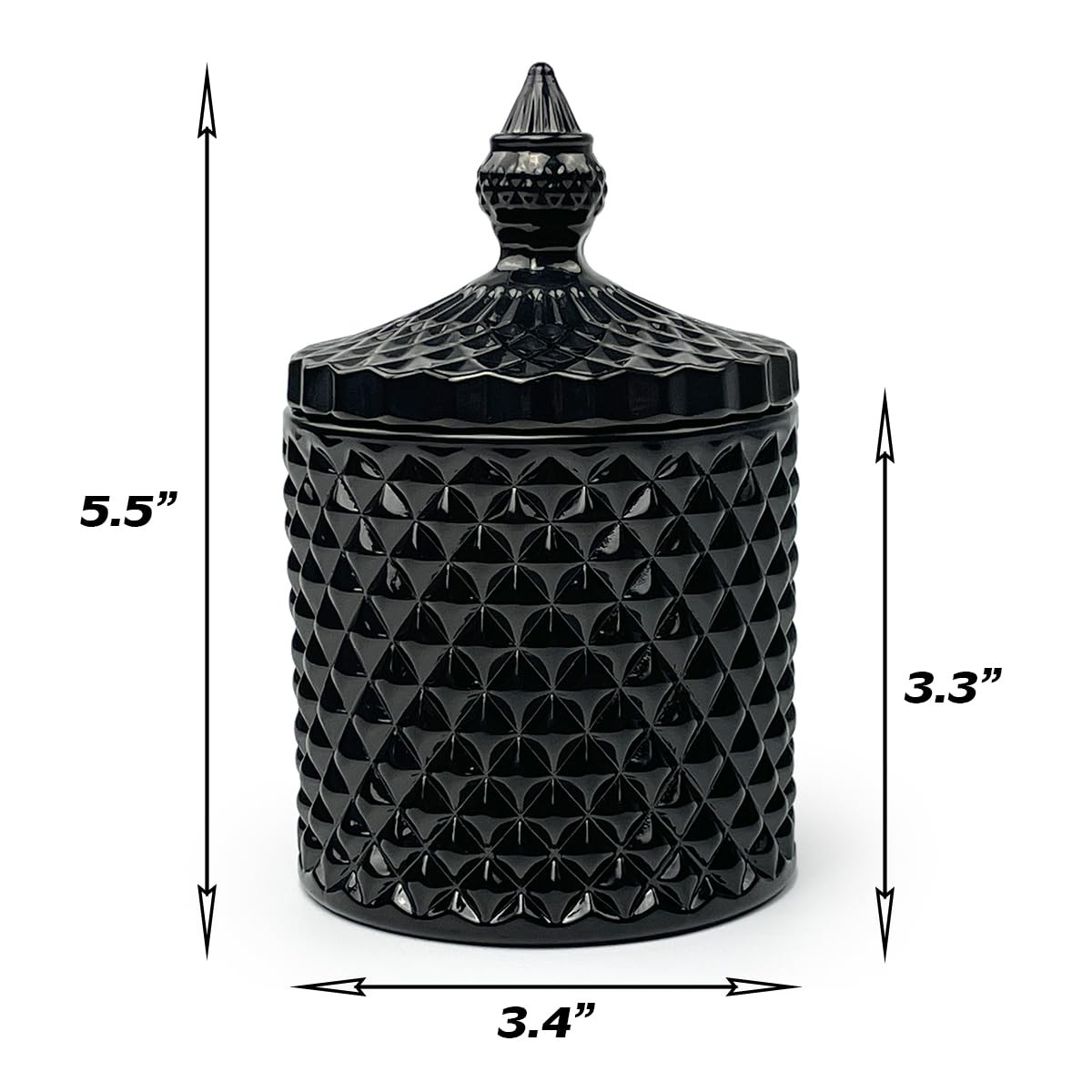 10 oz Black Glass Candy Dish with Lid-Decorative Display Jar for Q-Tip Holder…
