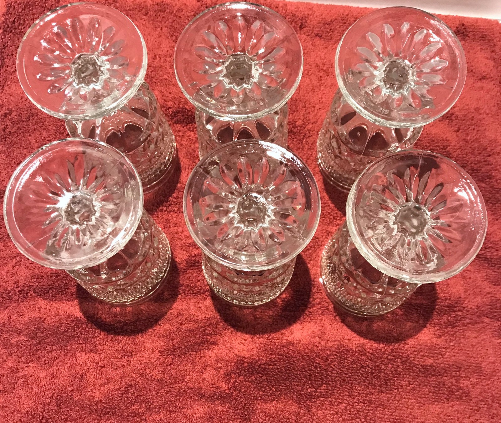 Anchor Hocking Wexford Diamond Cut Goblet Set Of 6 Vintage 5 1/2 Inches