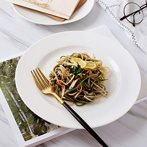 12-Piece 8″ Round Porcelain Salad & Dessert Plates Set – White Dinnerware Dish