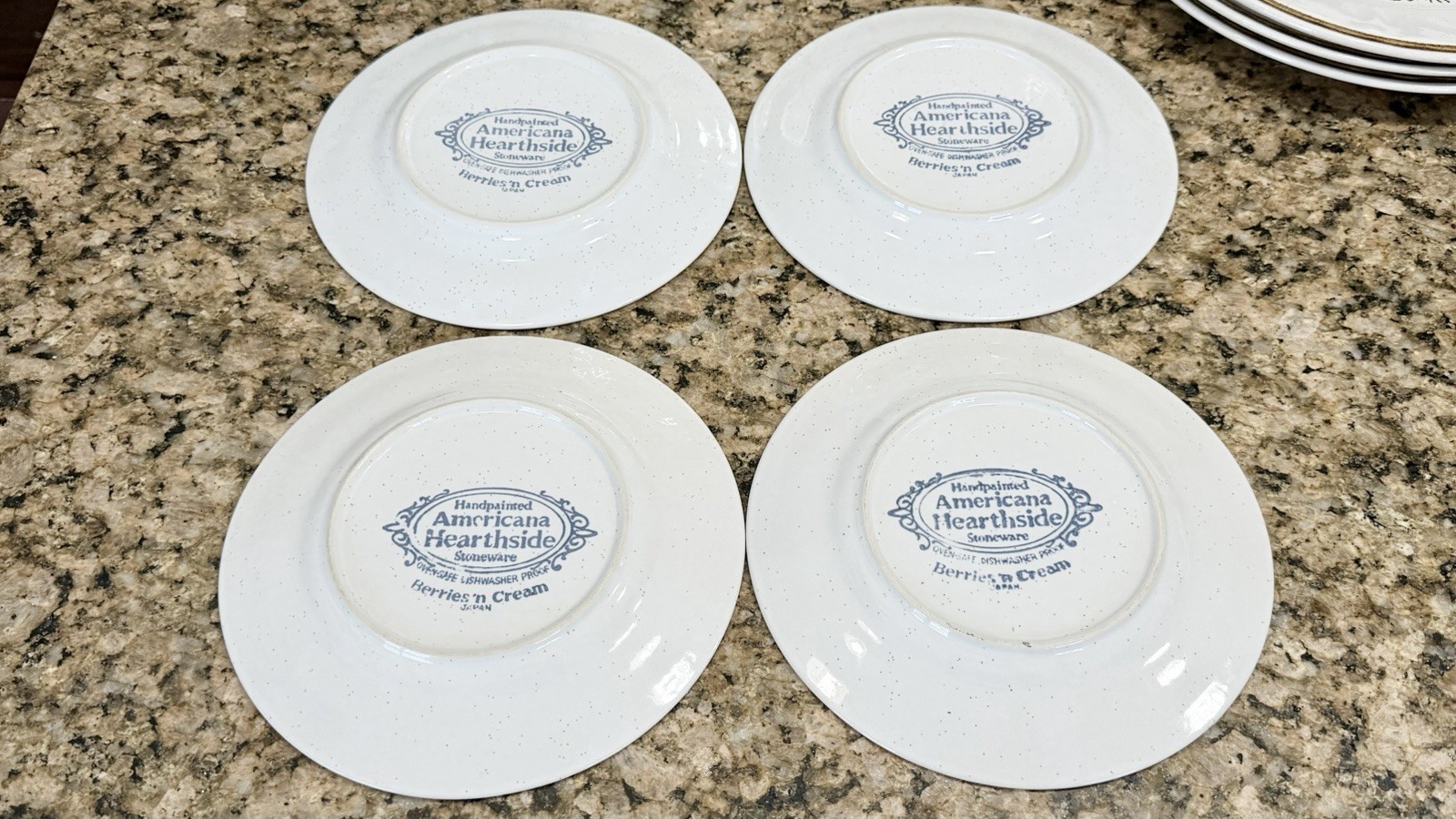 12pc Americana Hearthside Stoneware Berries Cream Dinner Set Plates & Bowls VTG