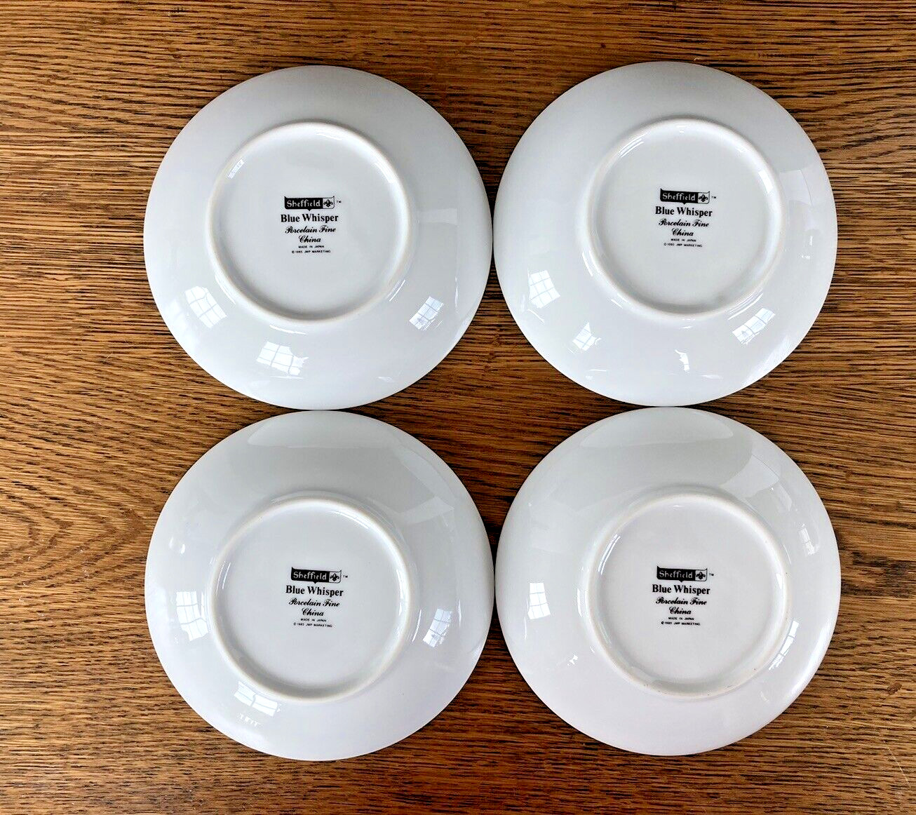 Set of 4 VTG Sheffield “Blue Whisper” Fine China 5-1/2″ Dessert/Fruit Bowls GOOD