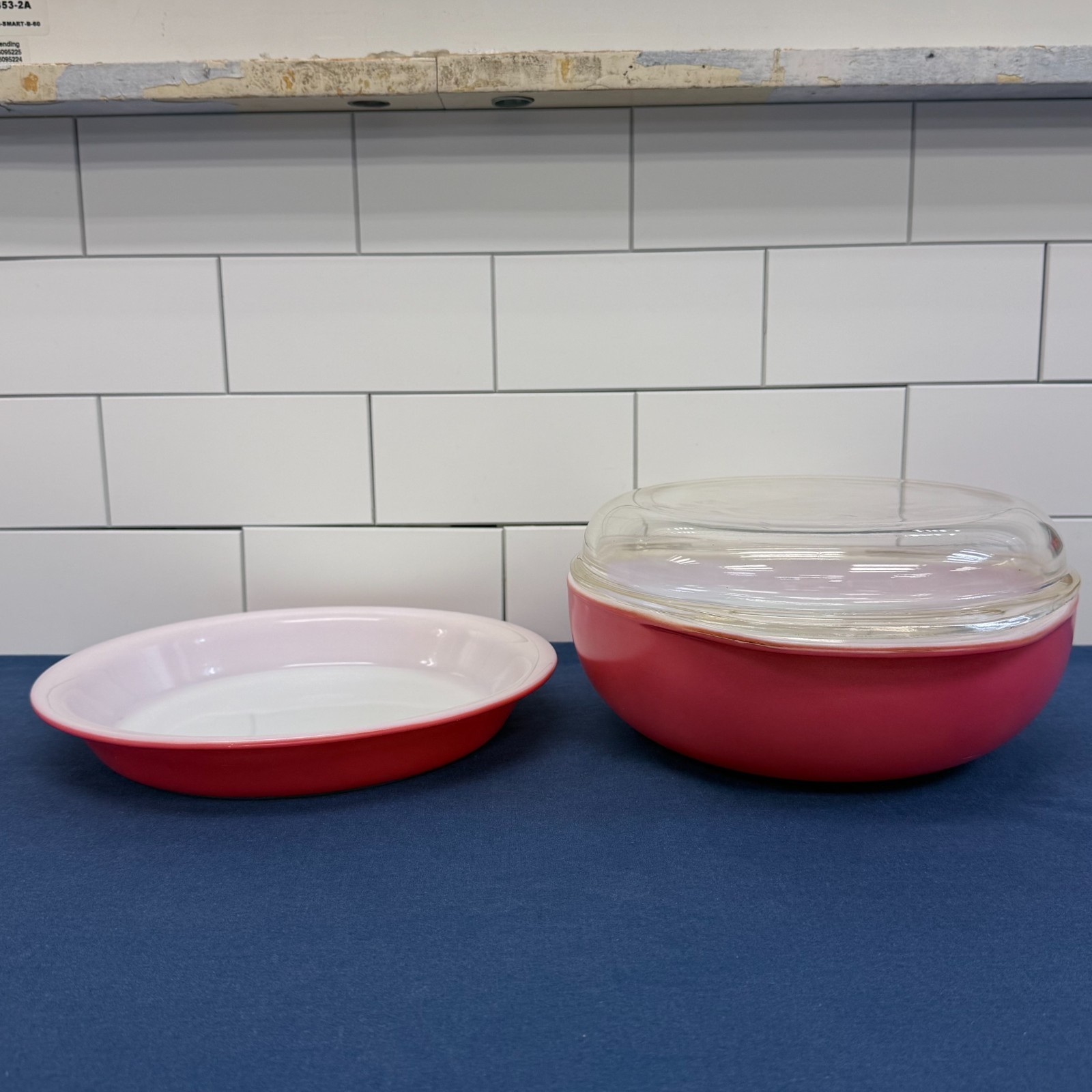 Vintage Pyrex Flamingo Pink Casserole Pie Plate Set 1950s Milk Glass Dishes