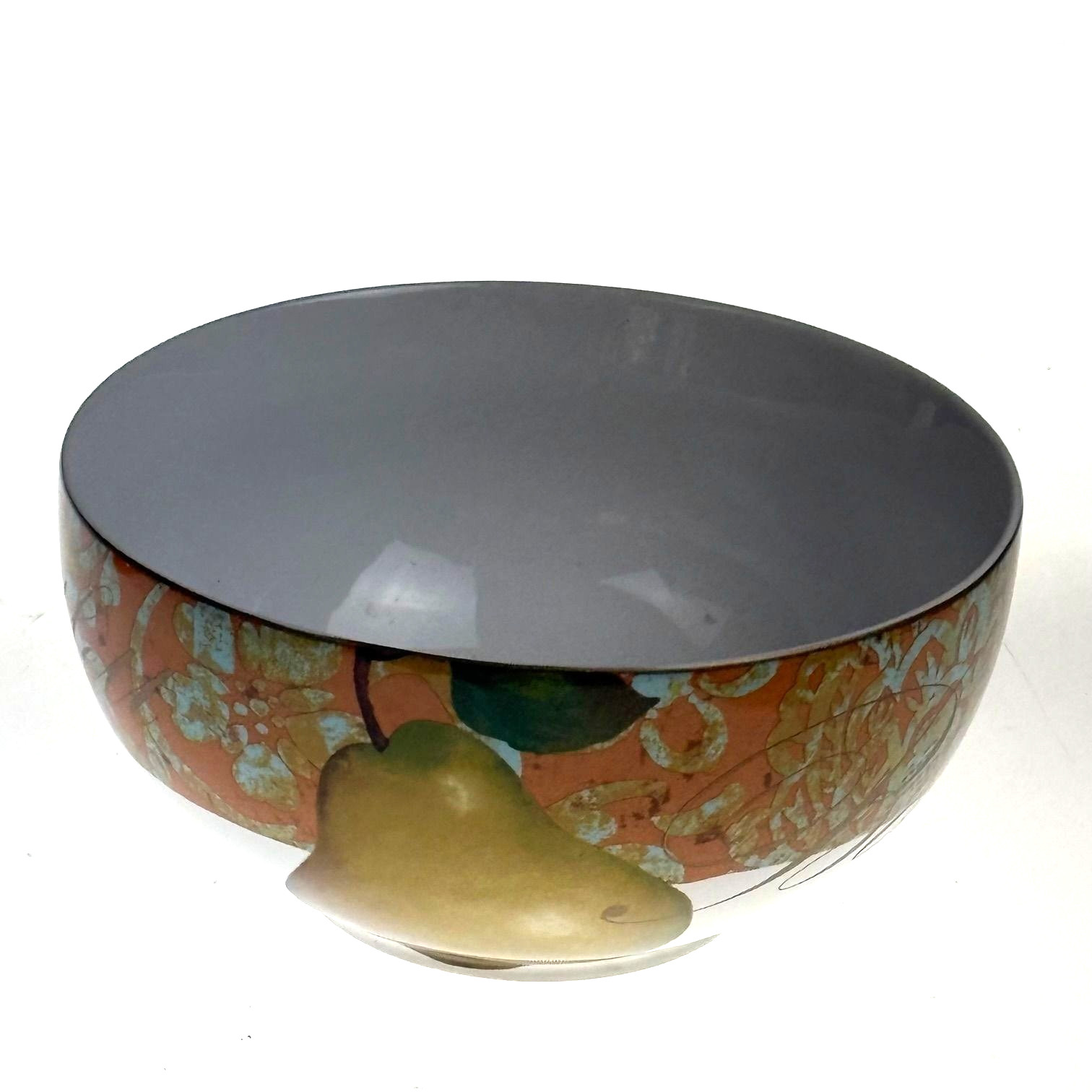 222 Fifth Fruit Renaissance Fine China Cereal Bowls Set 7 Peach Apple Pear Plum
