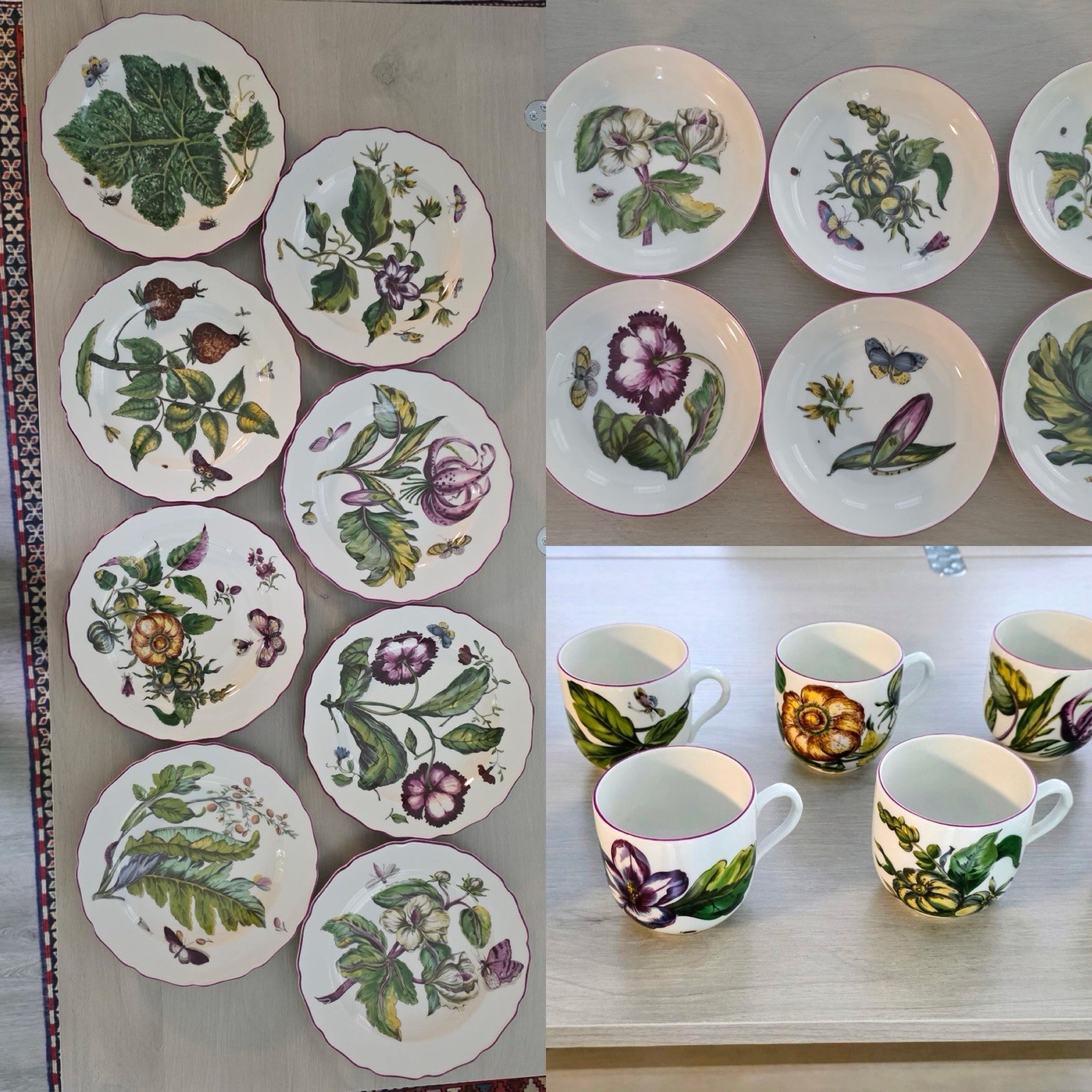 VTG 24 Pcs Set Mottahedeh Chelsea Flowers Vista Alegre Portugal MMA Botanical