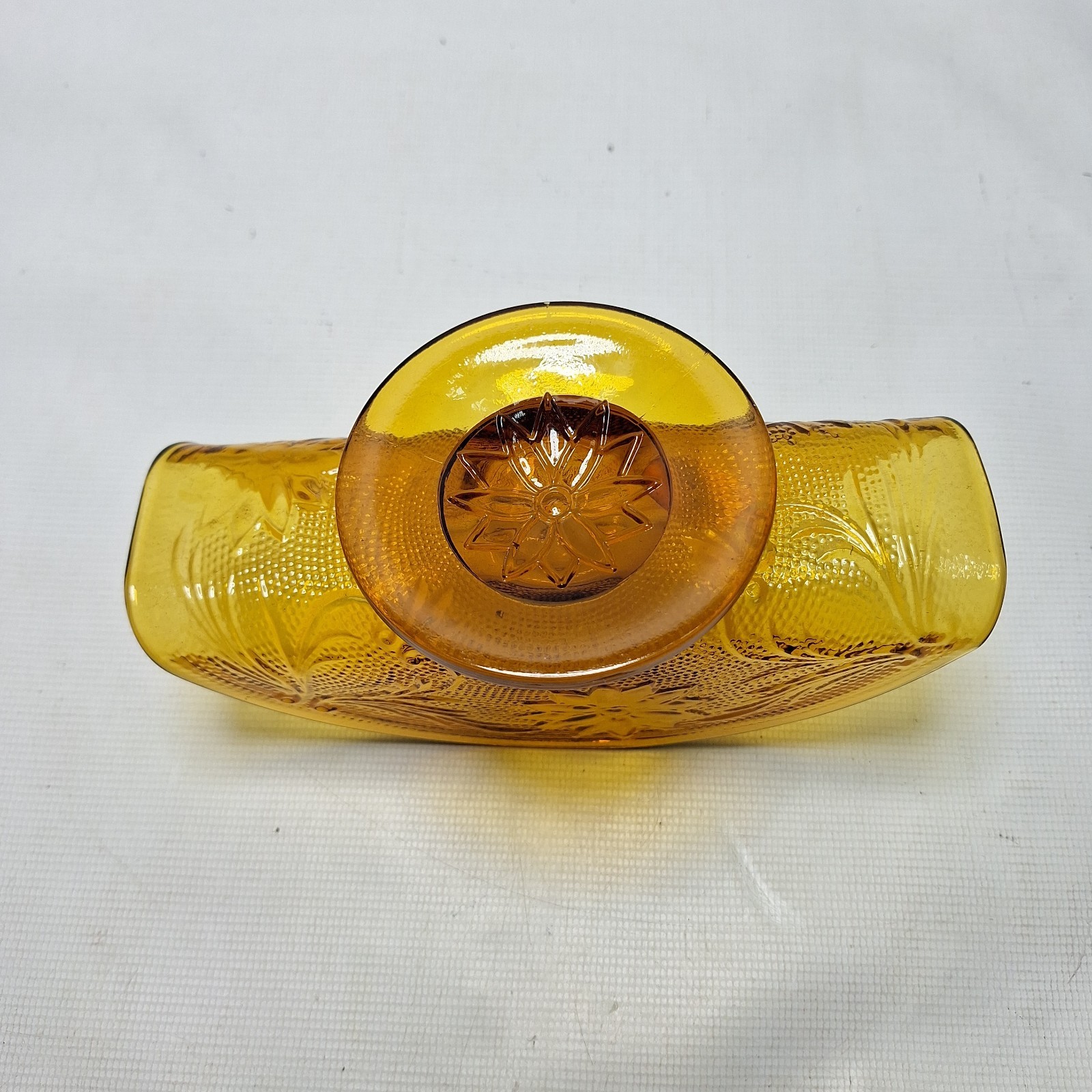 Vintage Indiana Tiara Pressed Sandwich Glass Amber Napkin Holder Letter Holder