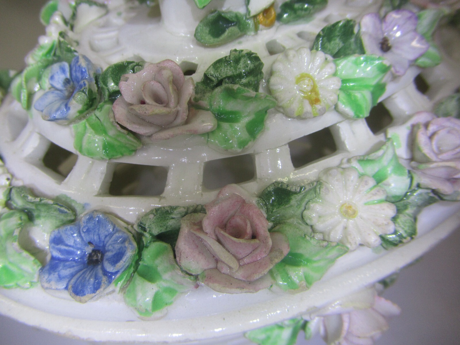 Capodimonte? Pierced Floral Porcelain Covered Bowl