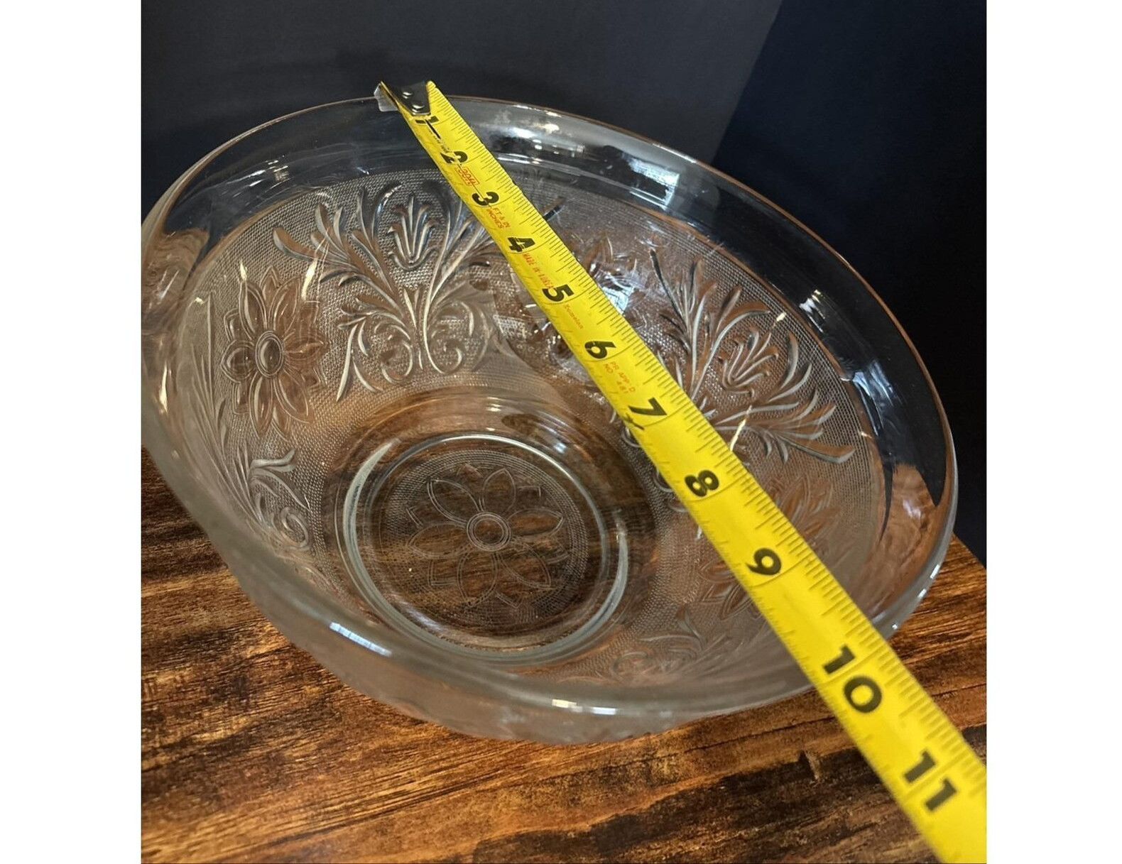VGT Tiara Clear Crystal Round Bowl Indiana Glass Clear Large Mixing Serving Bowl