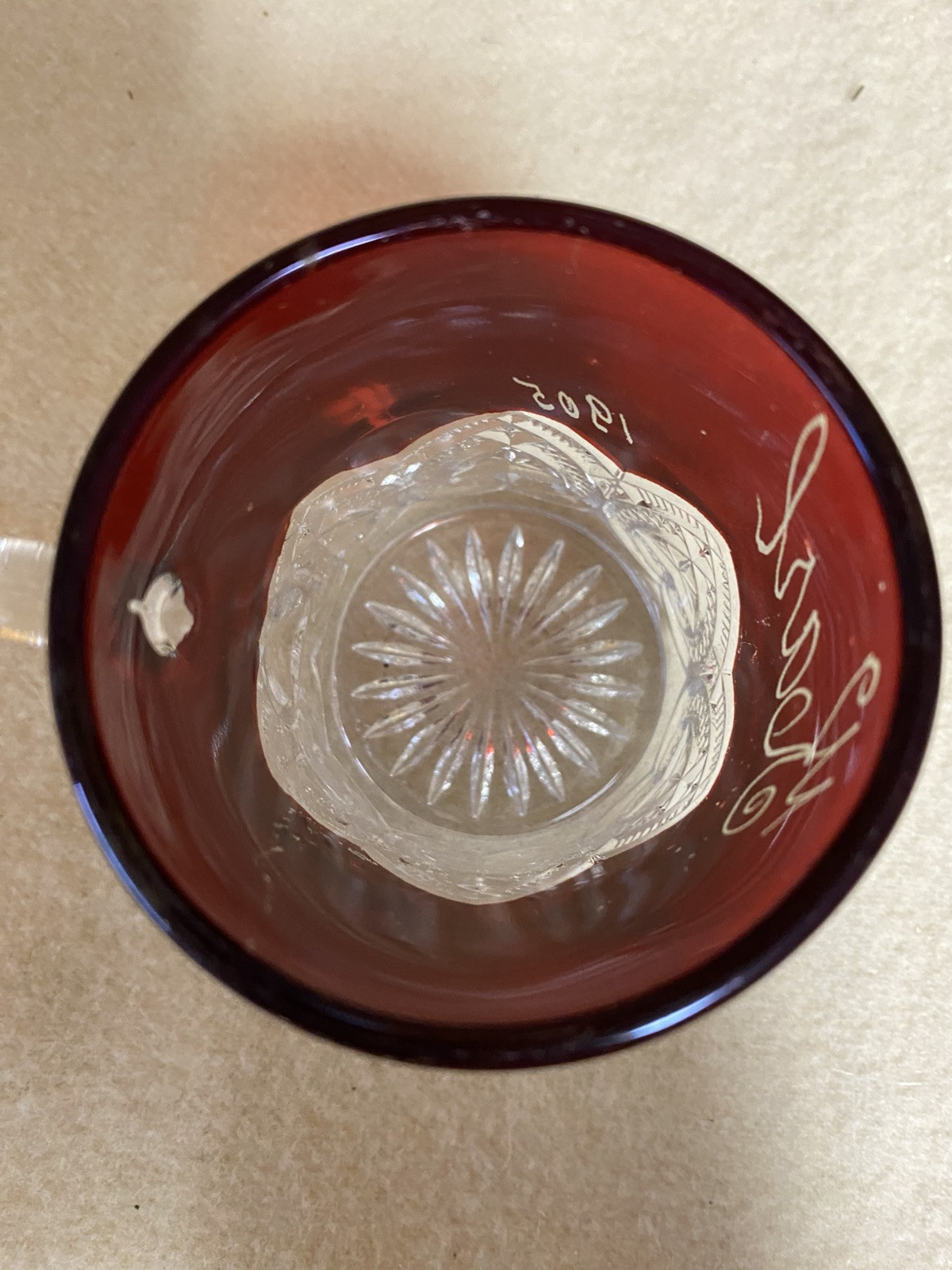 Vintage 1905 Ruby Red Flashed Souvenir Cup – Karl