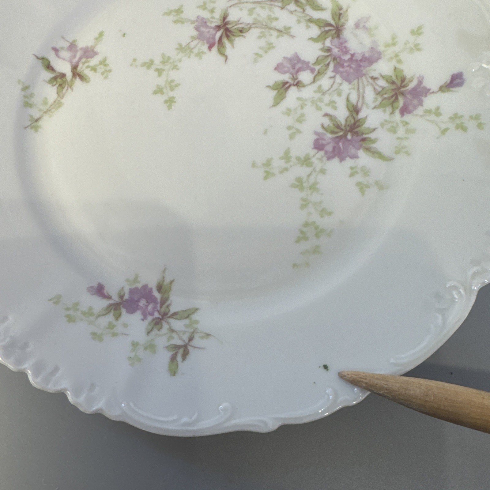 Set of 10 BREAD PLATE Purple Flowers By Habsburg China Austria 7.75 In plates