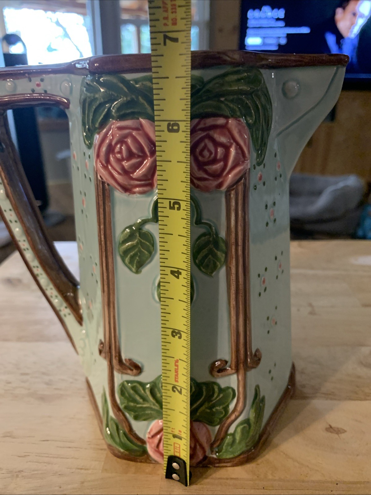 Vintage Beautiful Majolica Seymour Mann Floral Pitcher