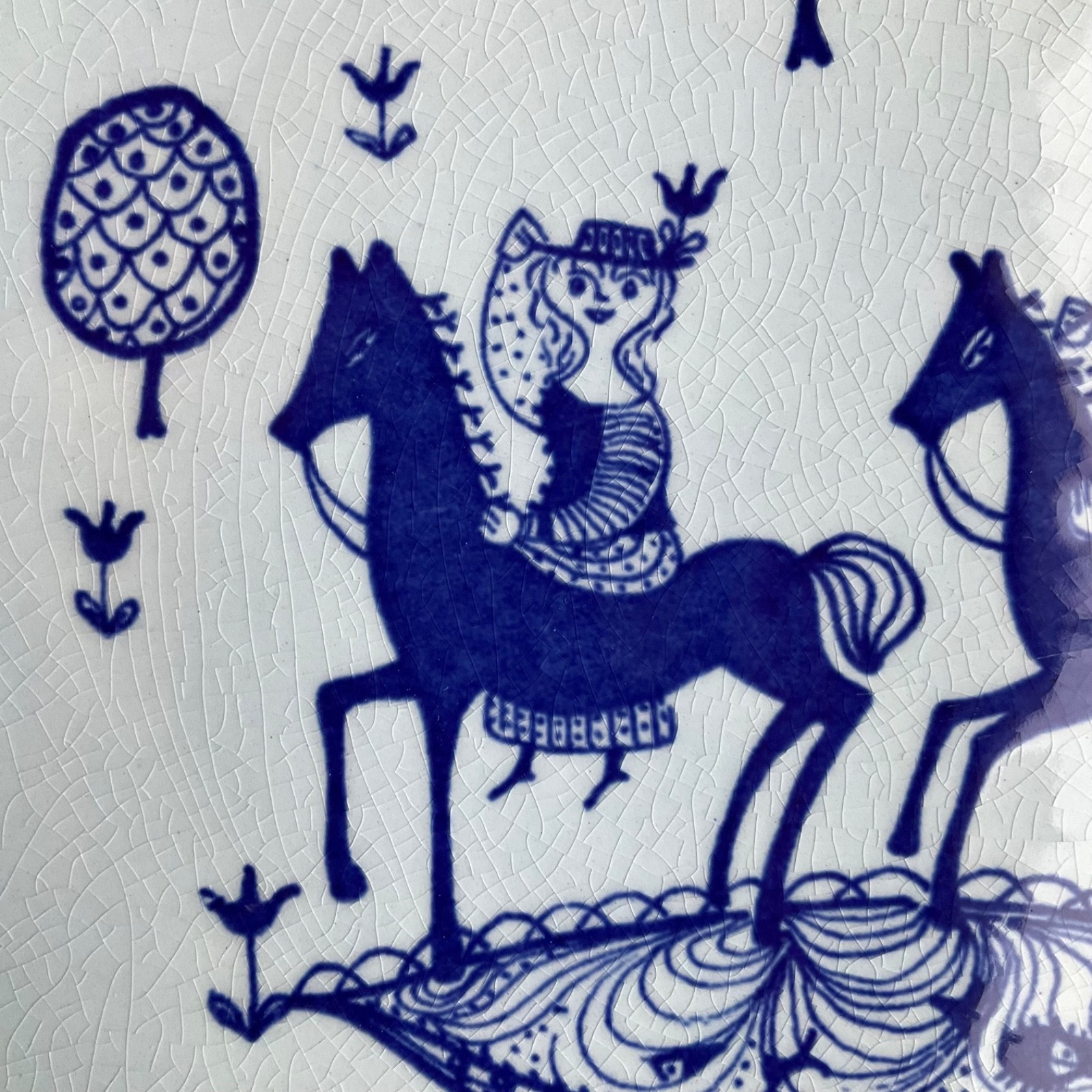 VTG STAVANGERFLINT NORWAY WALL PLATE KARI HORSES MID CENTURY SCANDINAVIAN 8″