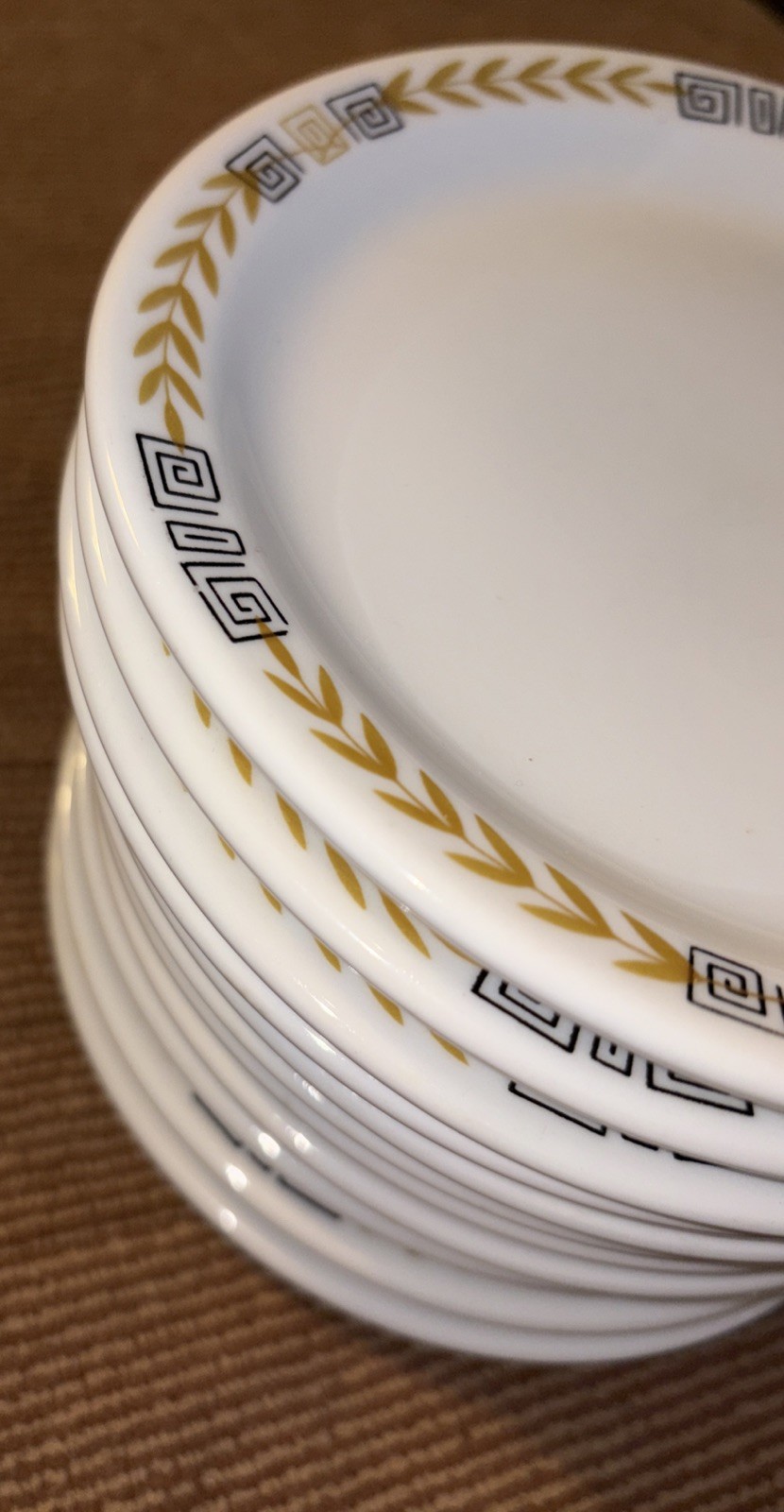 Vintage 11 SHENANGO ESQUIRE Restaurant Ware 6”Plates Greek Key Salad Dessert EUC