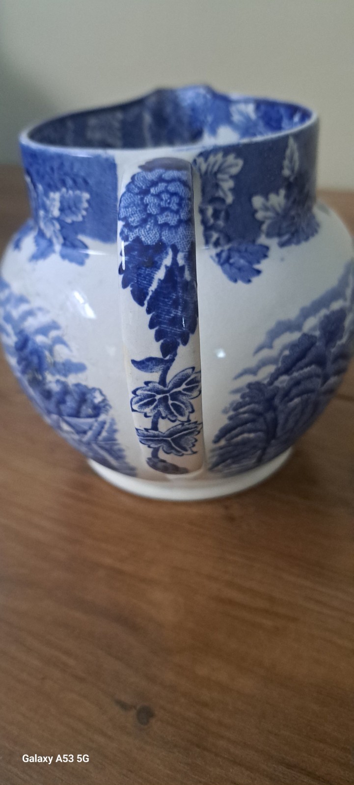 Vintage Woods Ware “English Scenery” Blue Transferware Cream Pitcher / Milk Jug