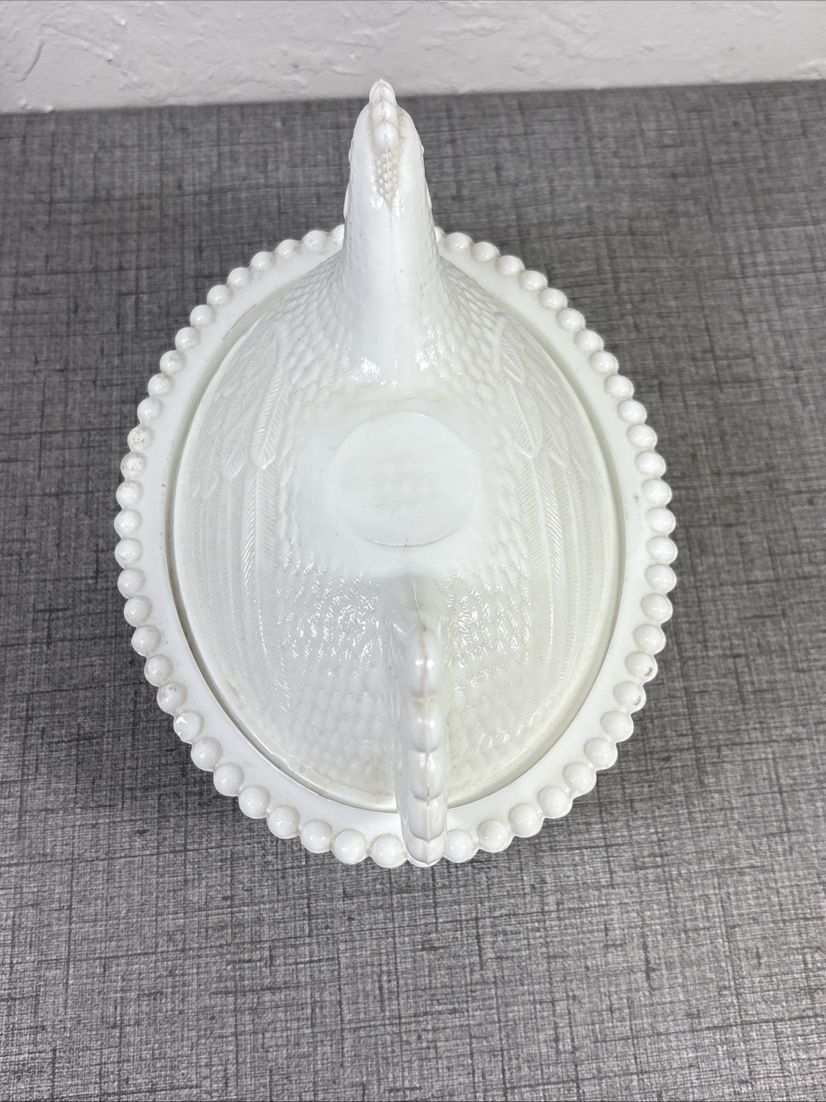 Vintage Indiana Glass Hen on Nest White Milk Covered Chicken Candy Dish 7”