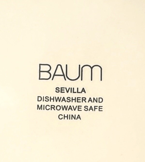 Baum Salad Plate set of Two SEVILLE blue design on off white brick Red edge 8″