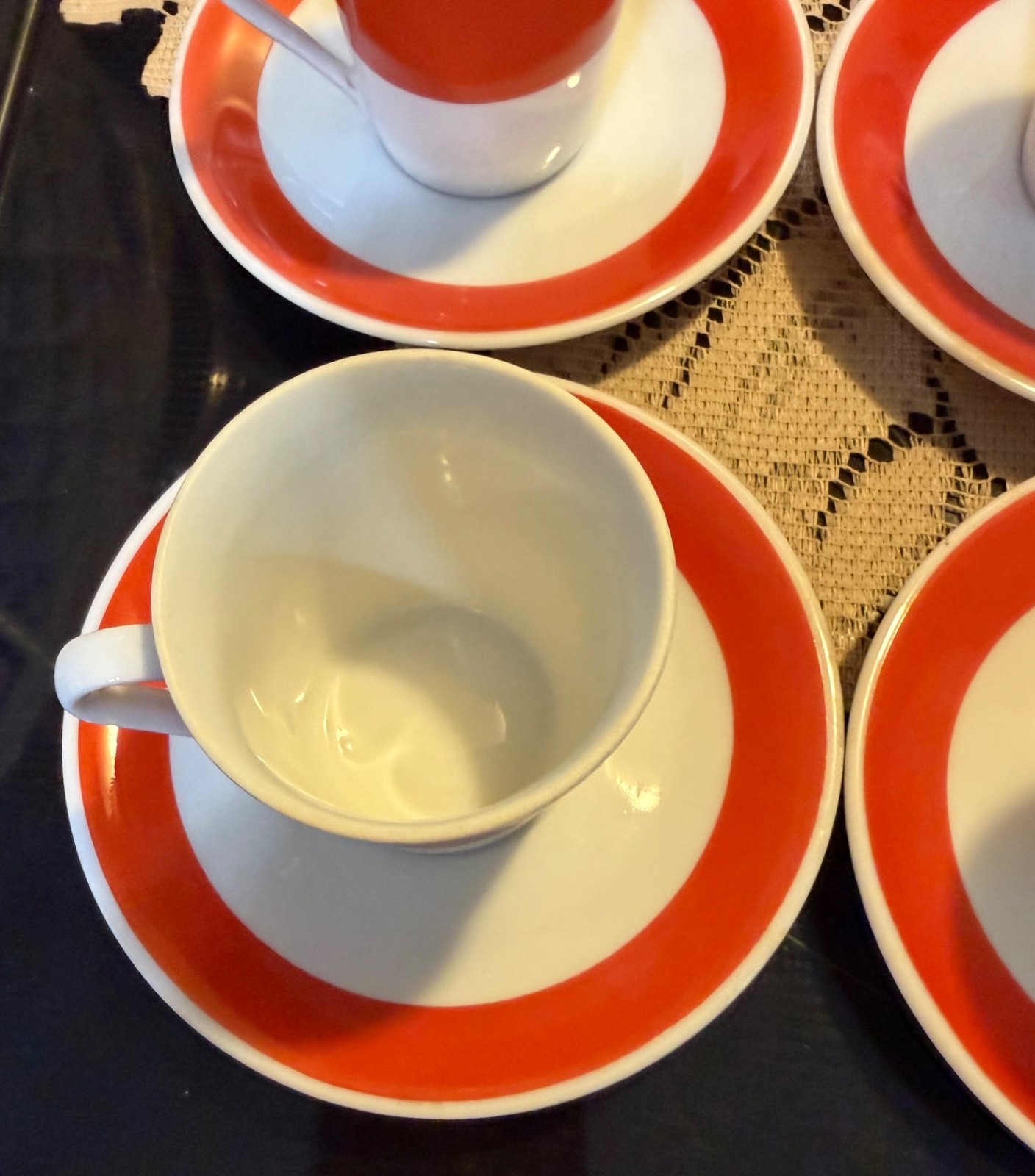 Mitterteich Bavaria vibrant orange demitasse tea set