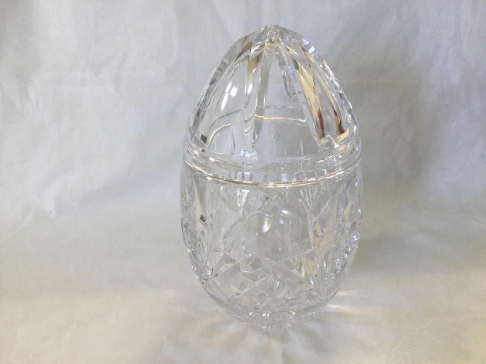 Crystal Egg Shaped Trinket Dish Easter Candy Jar Clear Crystal