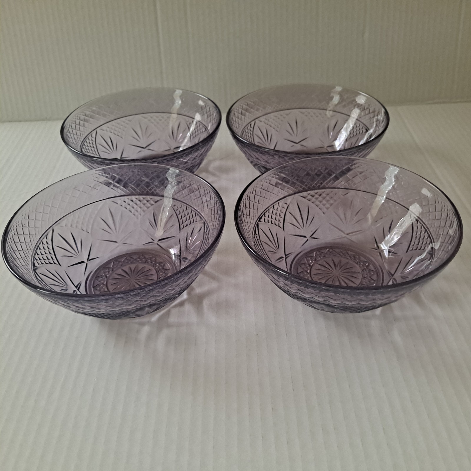 Set Of 4 – Cristal D’Arques Durand Antique Amethyst Purple 5 1/2″ Salad Bowls