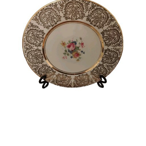 Vogue GOLD ENCRUSTED FILIGREE FLORAL VOG143 Dinner Plates SETS OF Two More Here