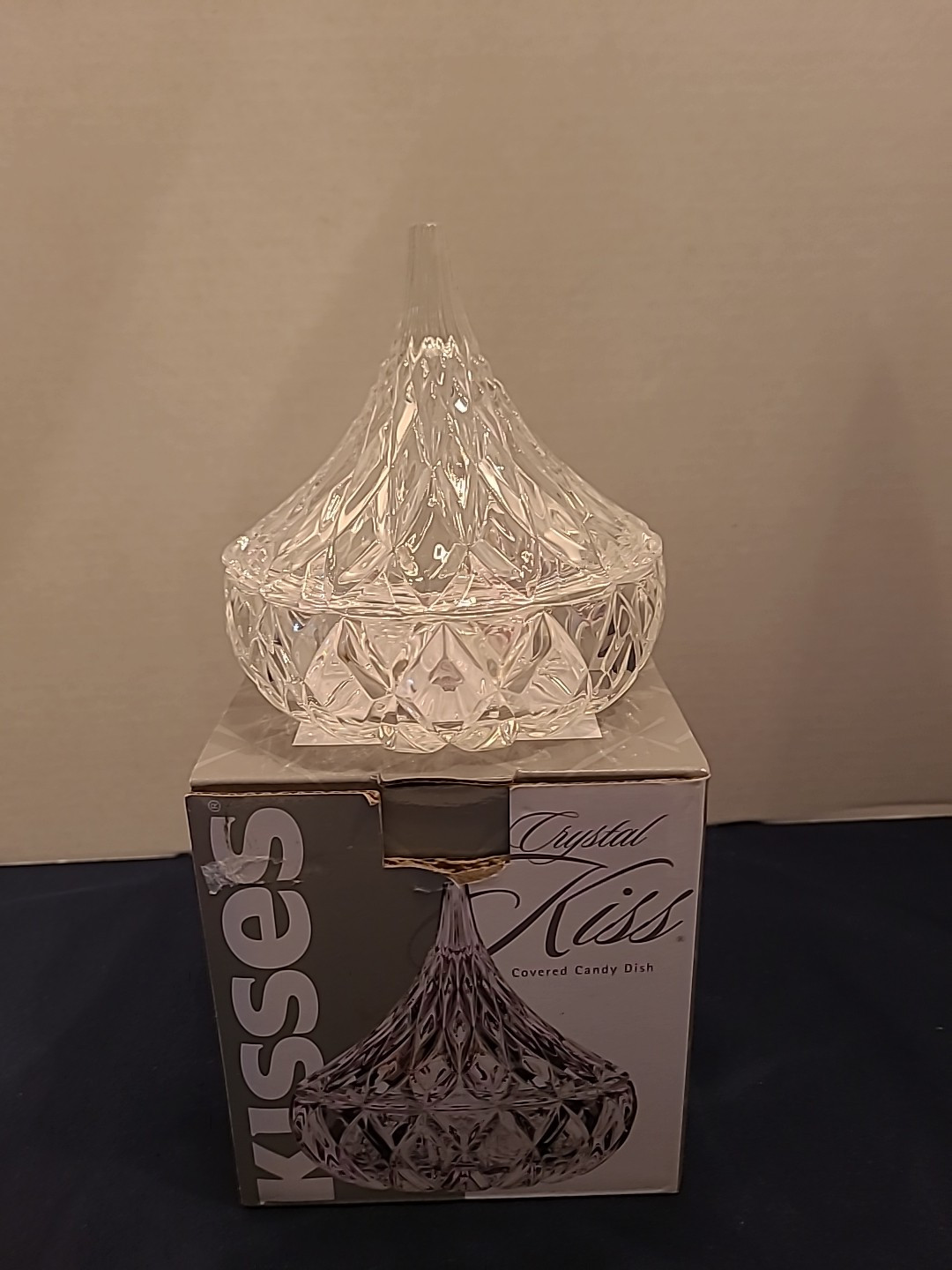 Hershey’s Kiss Crystal Covered Candy Dish Clear Lead Shannon Crystal, New