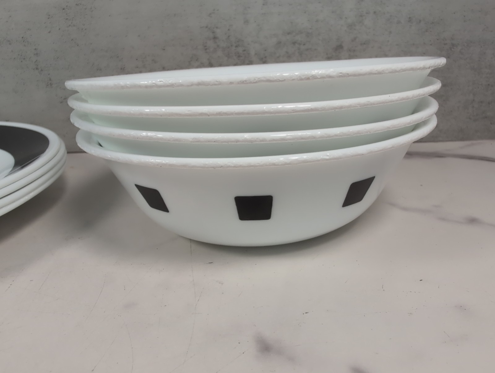 Corelle Urban Black Bowls, Bread Plates, Dinner Plates Service for 4 (12 pcs.)