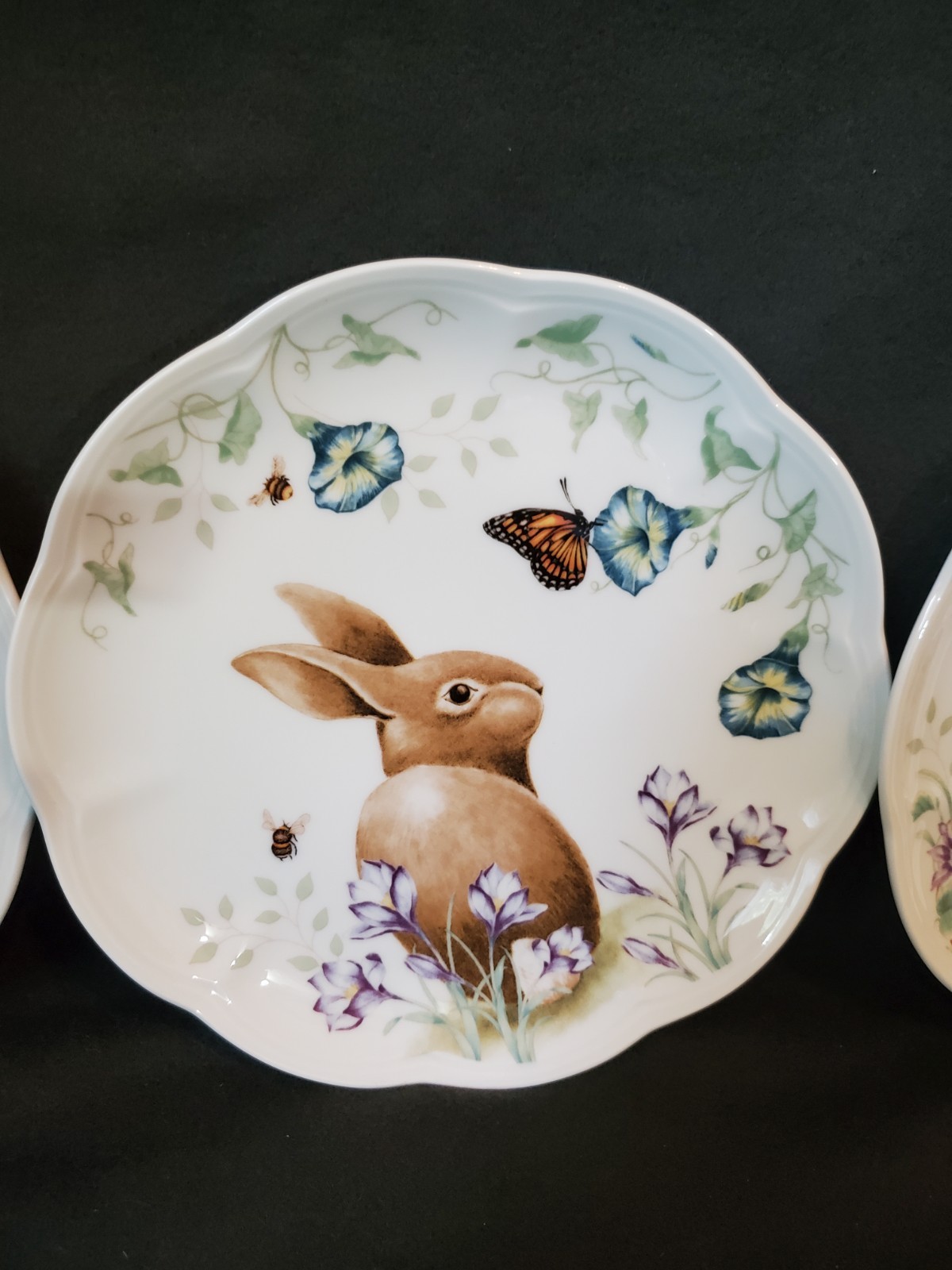Lenox Butterfly Meadow Bunny Rabbit Accent Plates 9 ” Tea Party