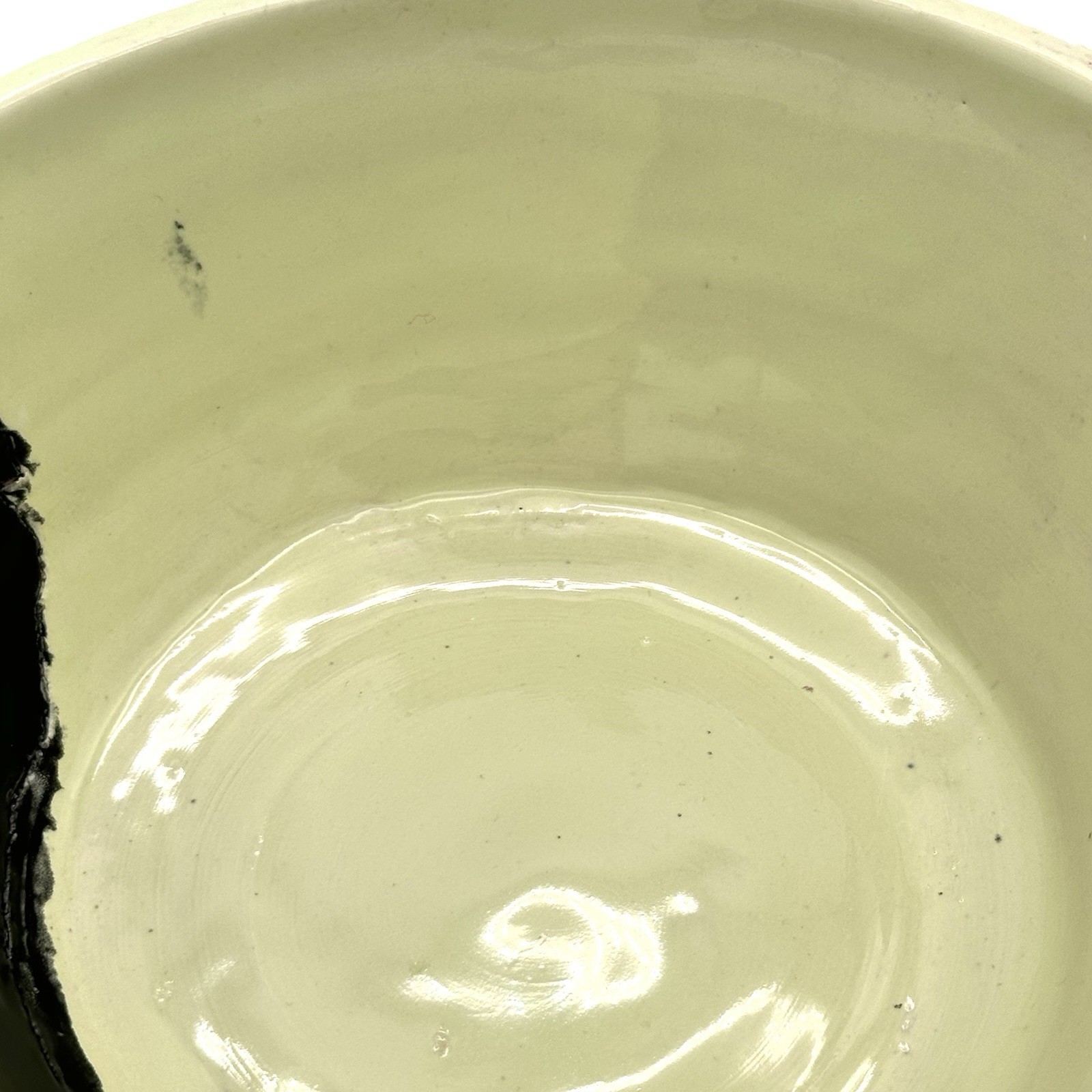 Studio Art Pottery Bowl Glazed Tiny Steaming Coffee Cups 6.75 X 3 Inches Signed