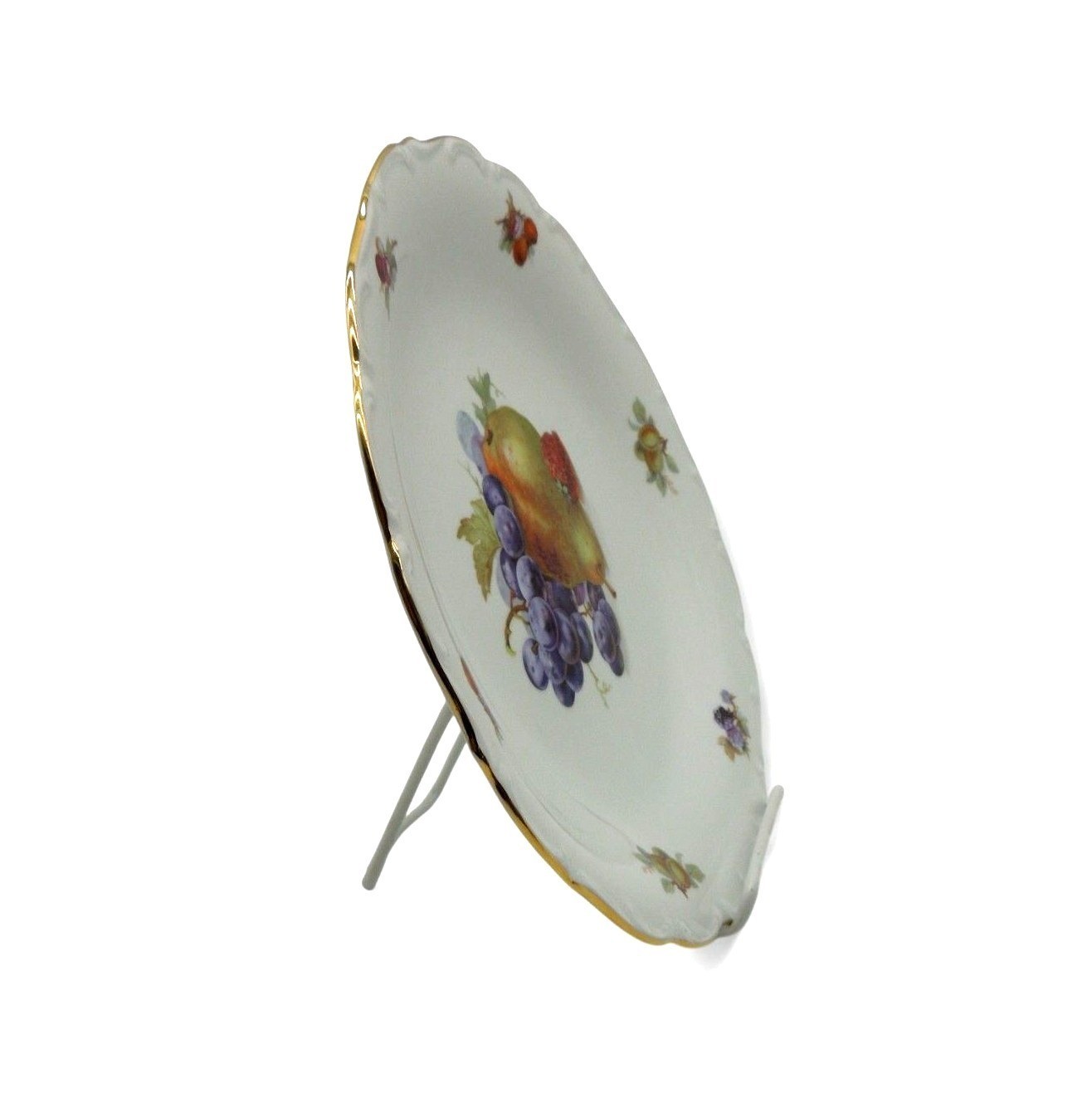 Vintage Schumann Bavaria Germany Fruit Plate Gold Trim Decorative Platter 12″