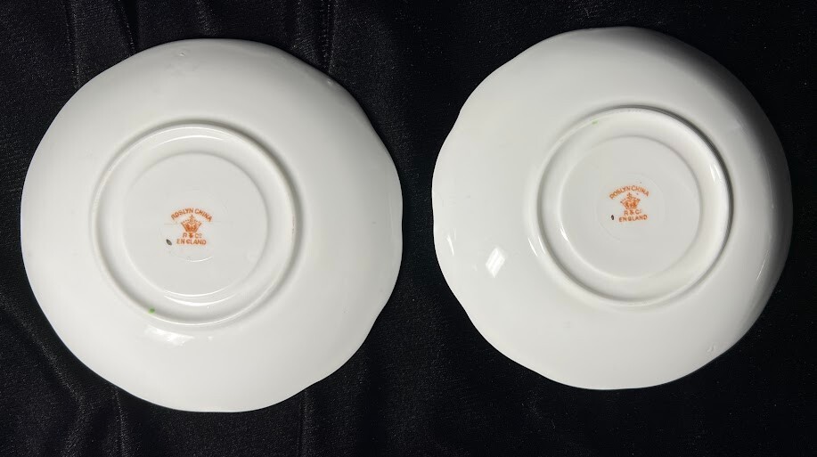 2 Roslyn China Saucers Imari Style R & Co Blue Rust Gold England Fine Bone China