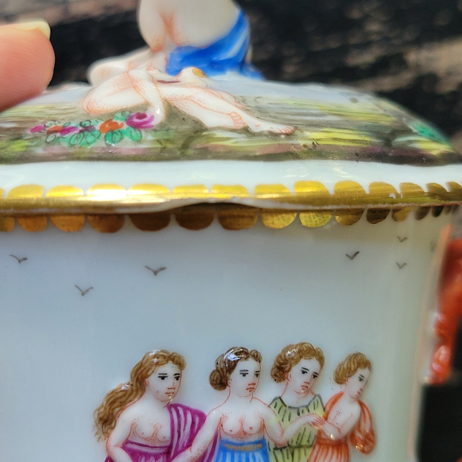 Antique 1800s Ginori Doccia Capodimonte Lidded Porcelain Chocolate Cup Italian