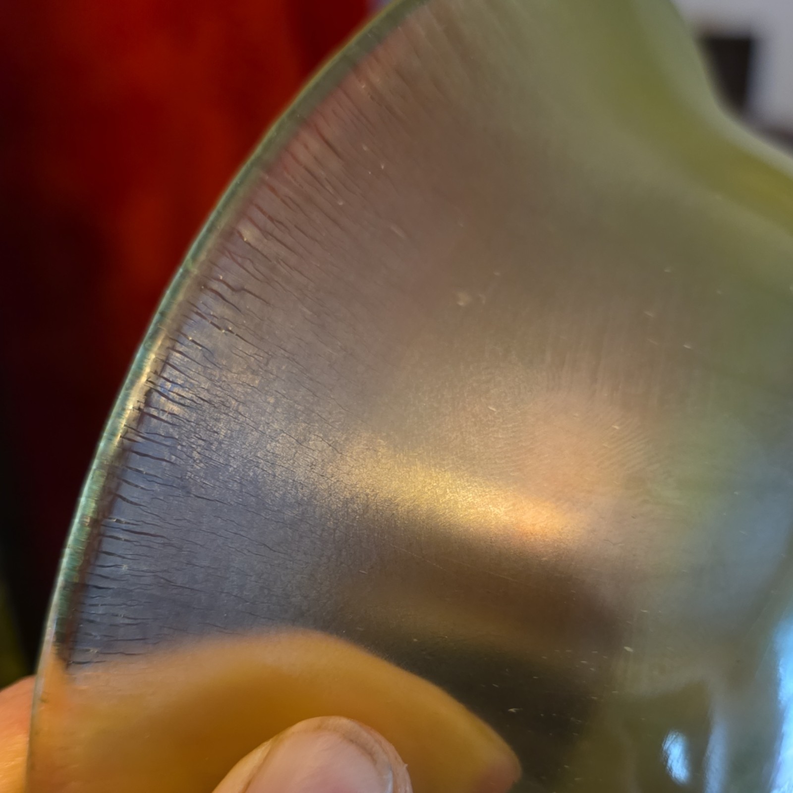 Unmarked Green Stretch Vaseline/Uranium-Style Glass Pedestal Bowl Round Compote