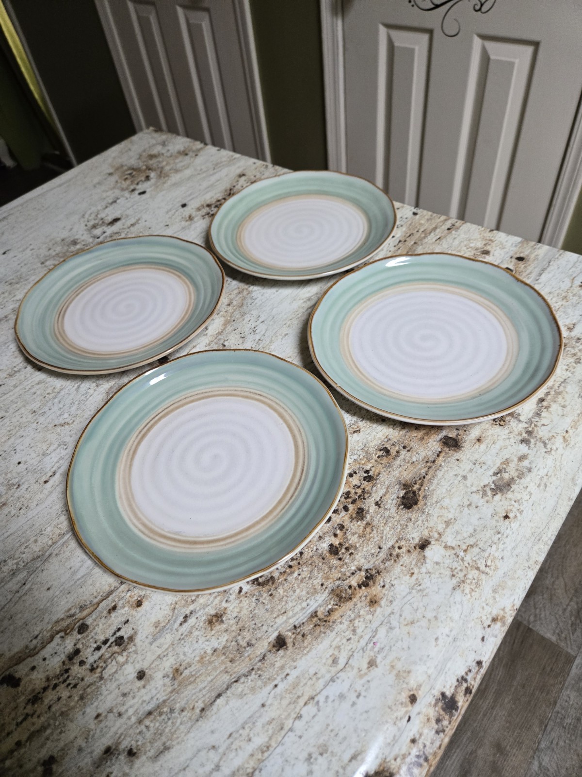 Set Of 4 Sango Chromatic Sage Salad Plates 8.5″