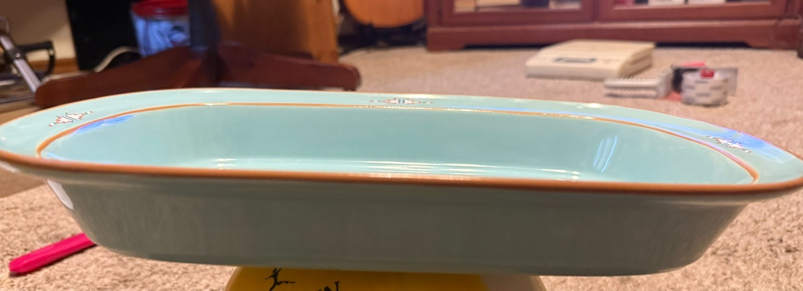 Noritake Stoneware Boulder Ridge Rectangular Baker Casserole Dish 8674 Turquoise