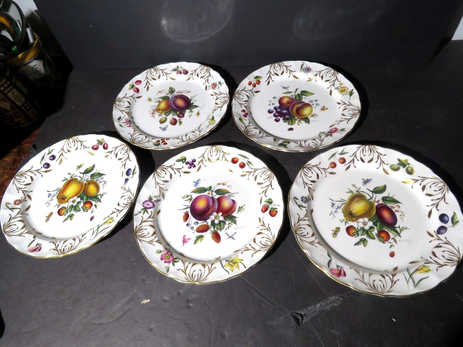 8 Royal Worcester 9″ Bone China Botanical Style Plates Signed E. Townsend