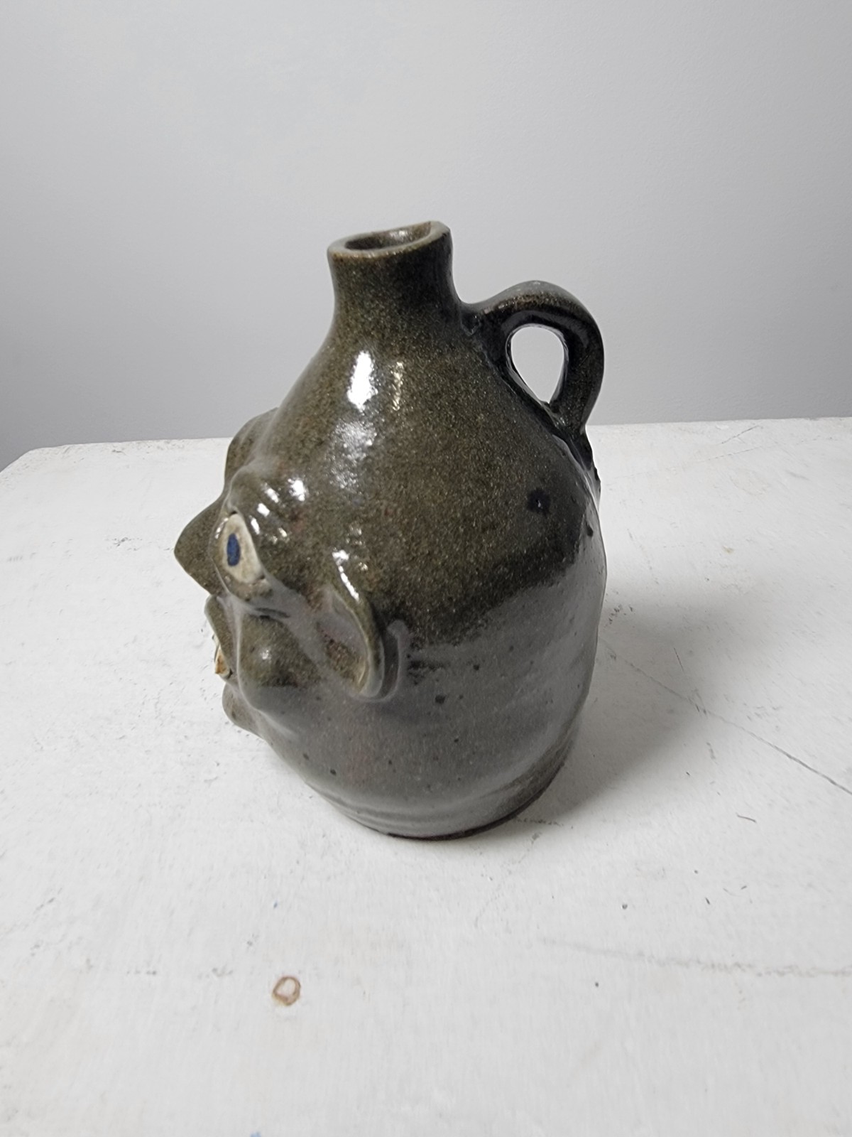 Grace Nell Hewell Handmade 1950s Art Pottery Character Face Jug Pitcher 1pt 1997