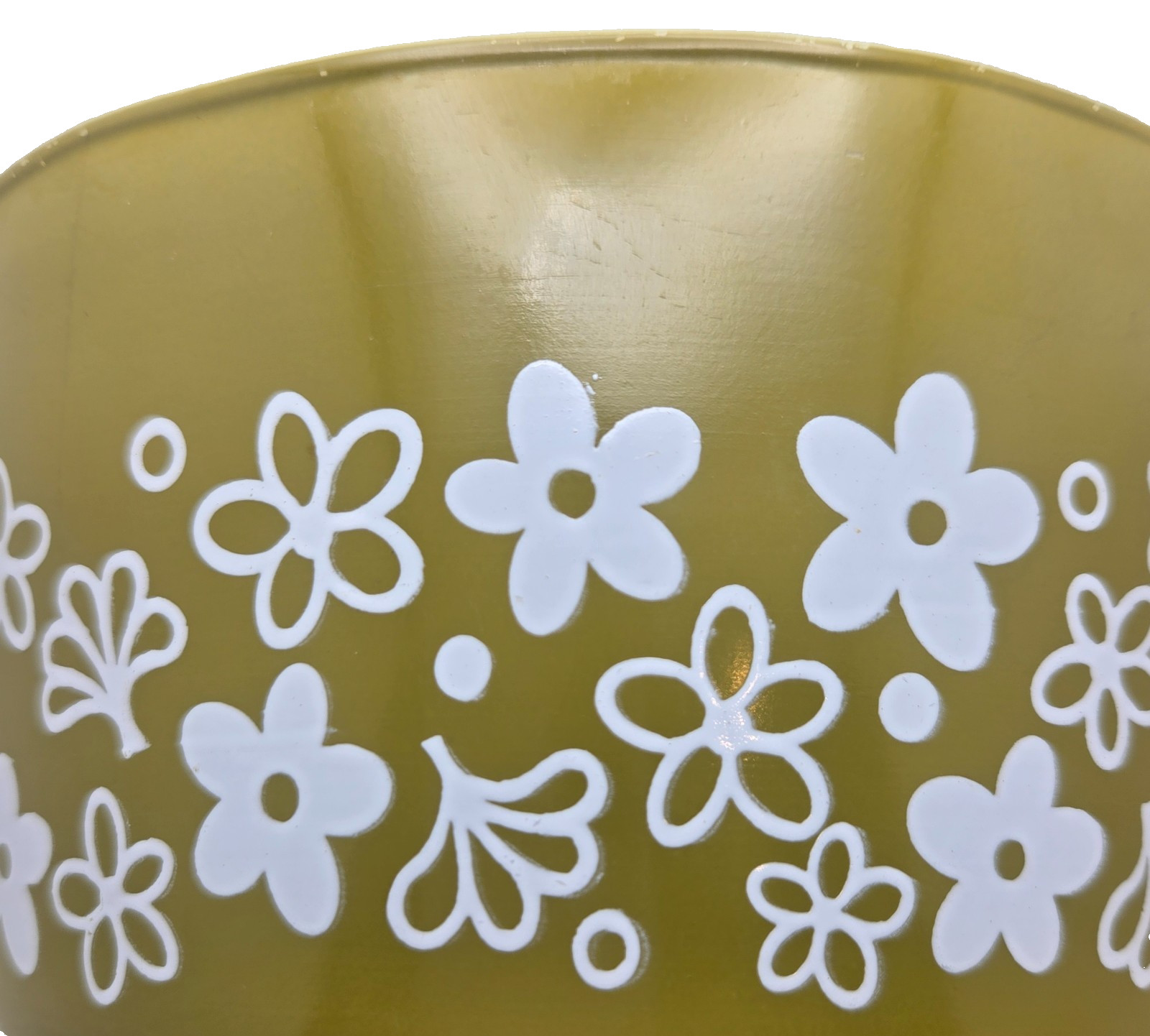 Vintage Pyrex 473 Spring Blossom Green Crazy Daisy 1 Qt Casserole Dish No Lid