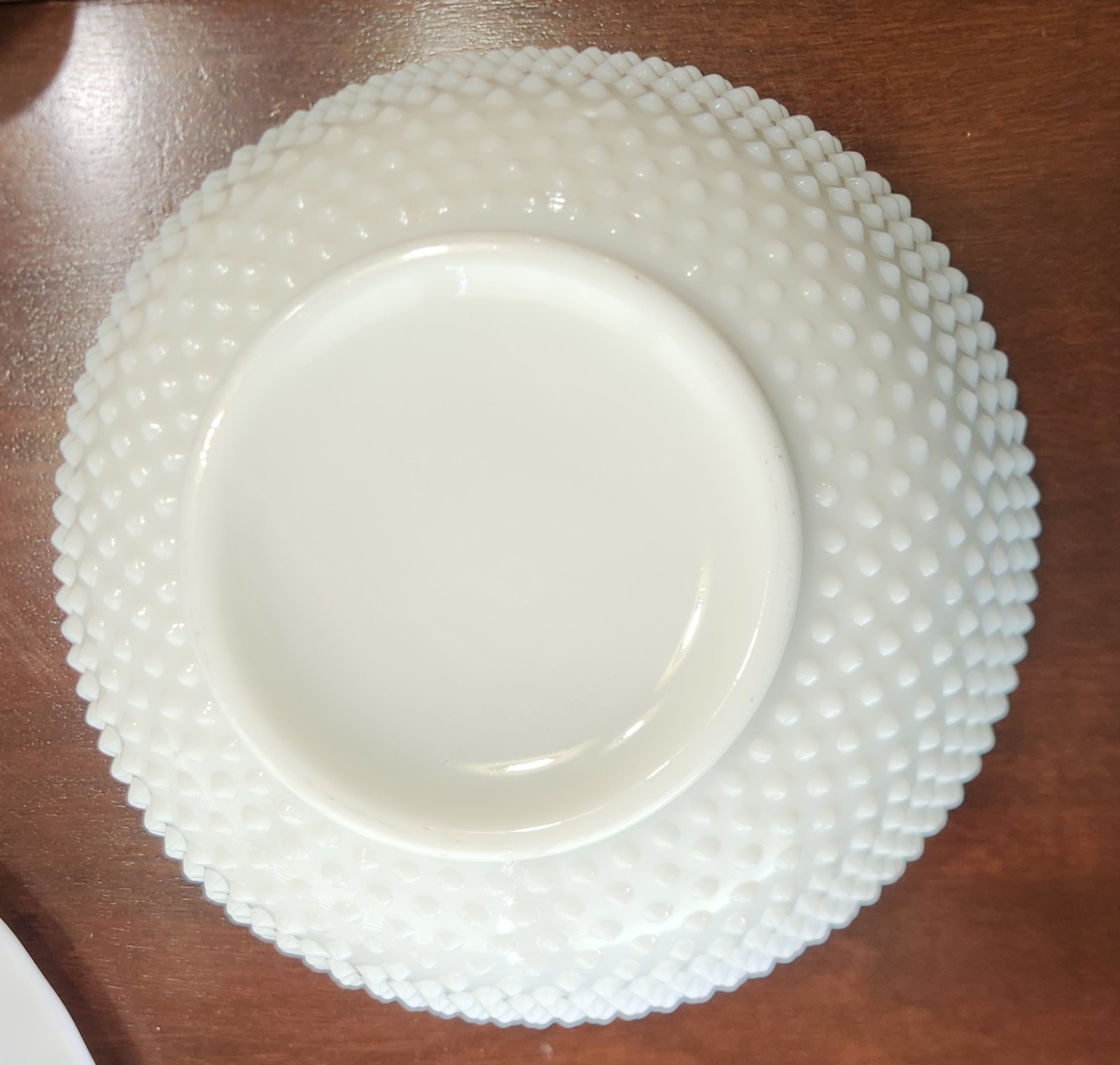Vintage Fenton Hobnail Milk Glass Punch Bowl Set 9 Cups~