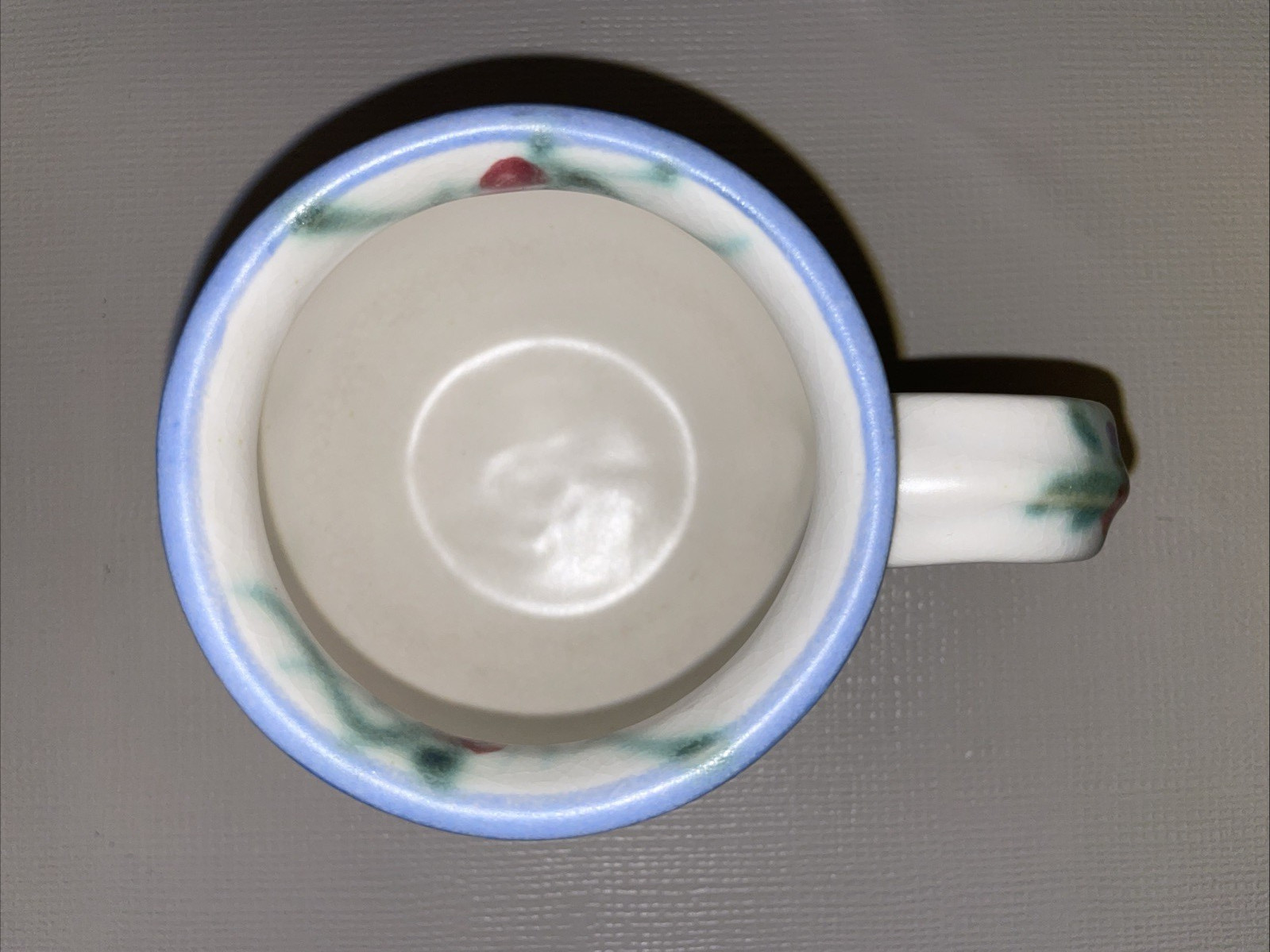 Clouds Folsom Signed Hand-Made Hand Painted Floral & Rabbits Mug 1997