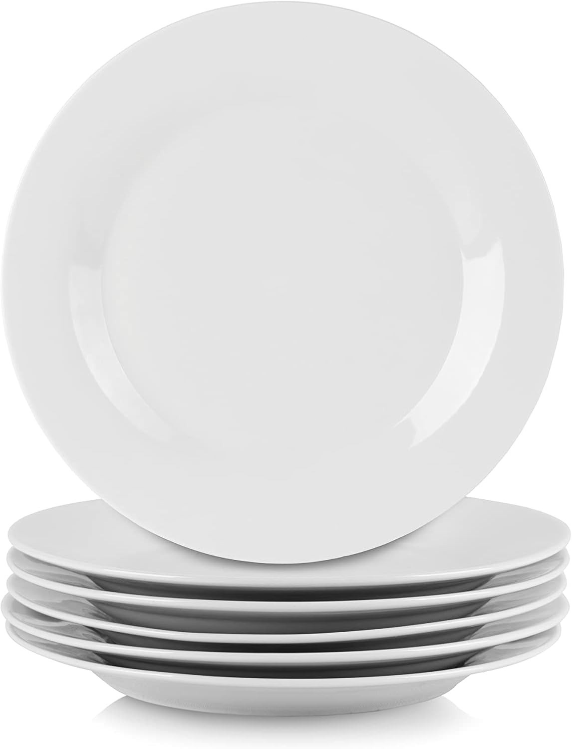 Salad Plate Set 6 pcs 7.5 inch White Ceramic Dinnerware Stylish Elegant