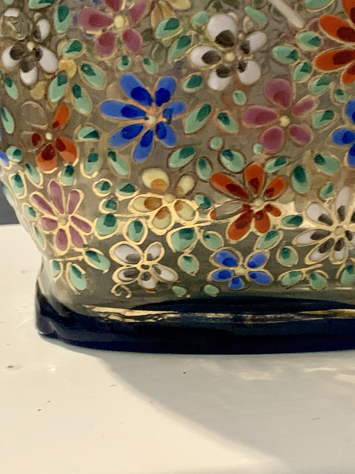 Vintage Rare Moser Hand Painted Multicolor Floral Art Glass Pitcher with Handle