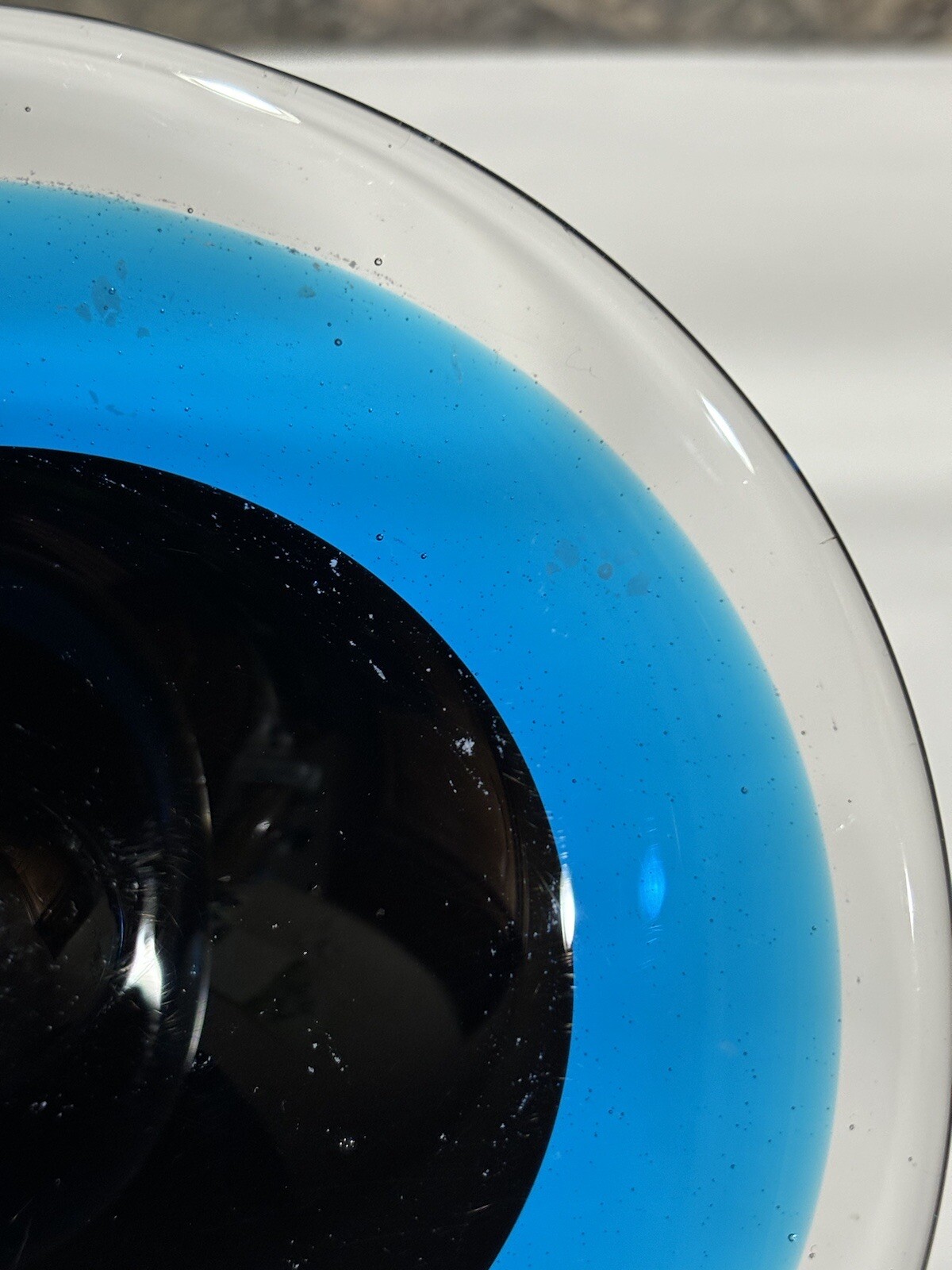 Vintage Art Glass Blue, Black to Clear Asymmetrical Candy or Trinket Dish AS IS