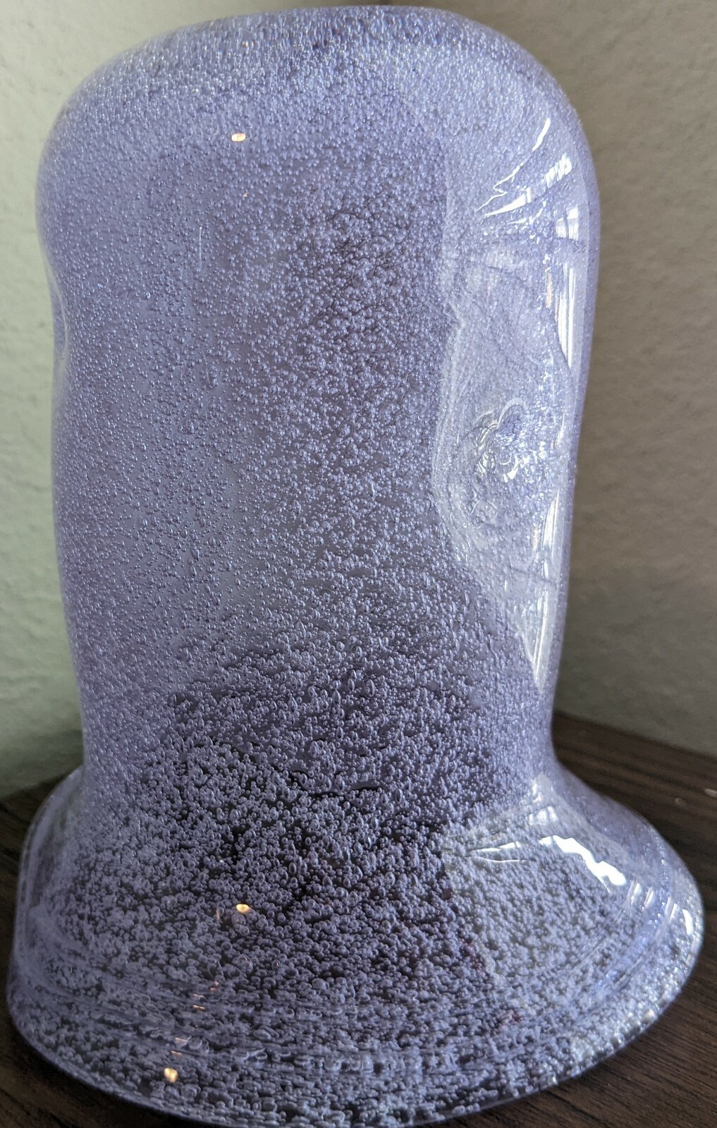 Hand Blown 5.5″” Alexandrite Bubble Glass Vase Pinched Sides Flared Threaded Rim