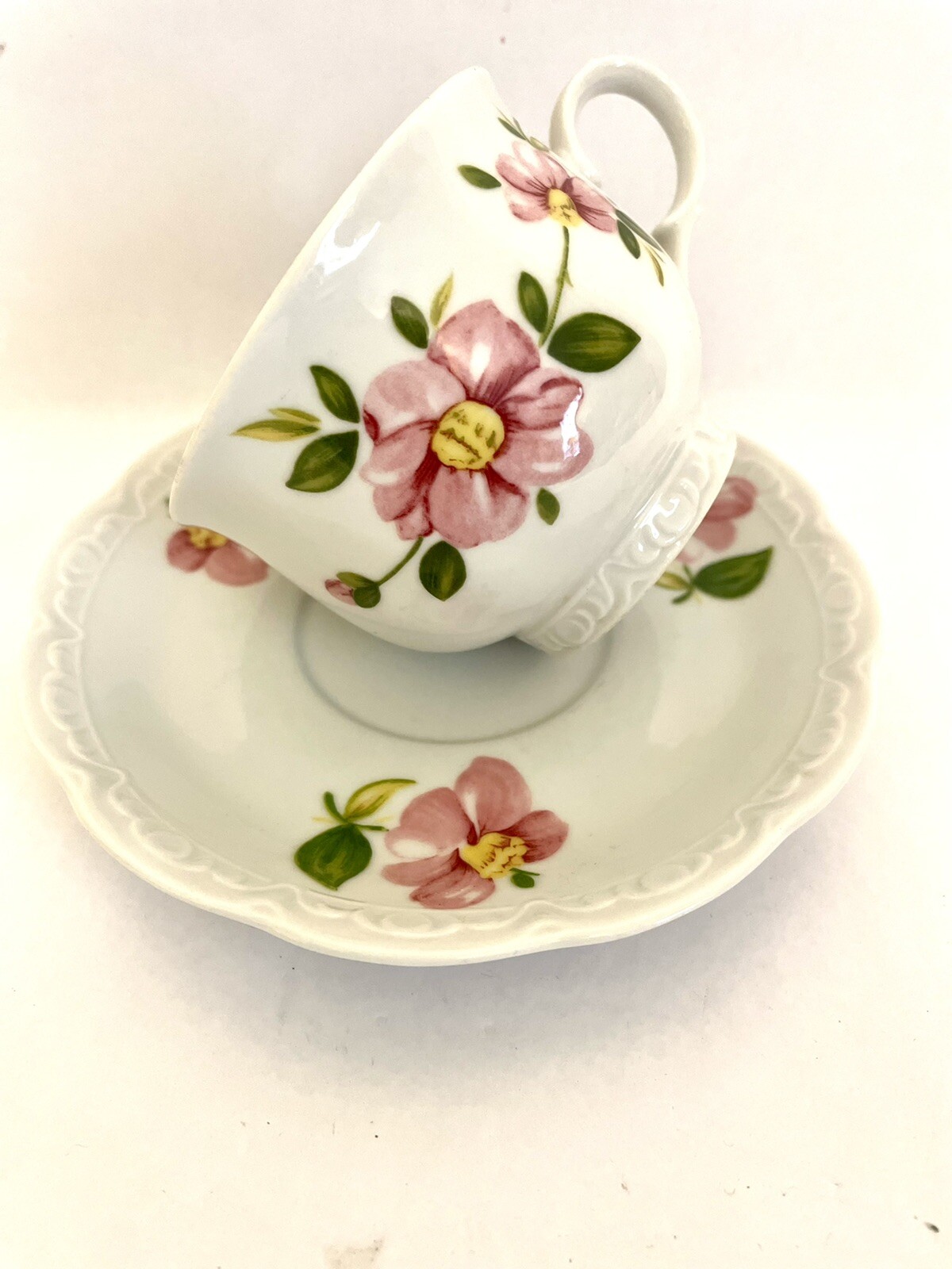 Set of 6 Mitterteich Bavaria Tea Cofee Cup And Saucer MIT359 Pink Flowers