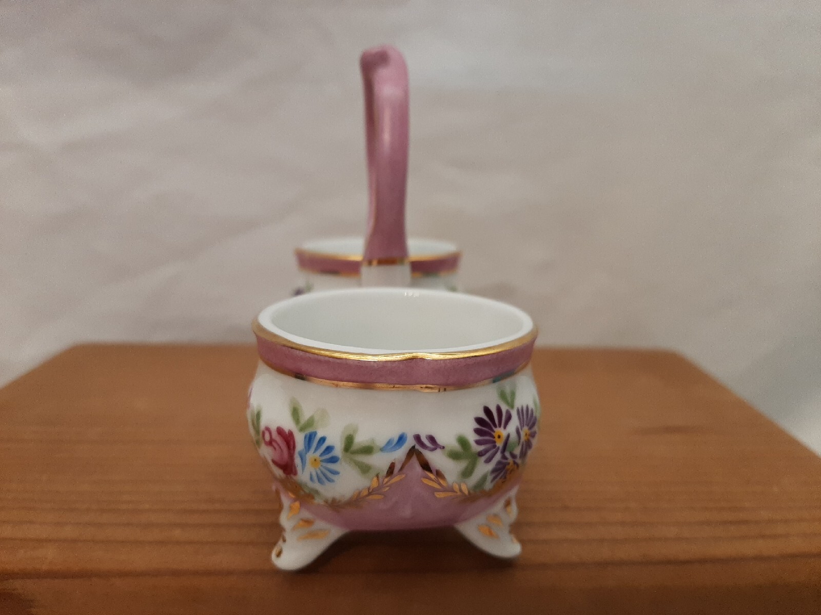 RARE Limoges China Spice Cups Salt Dip Server Vintage Pink