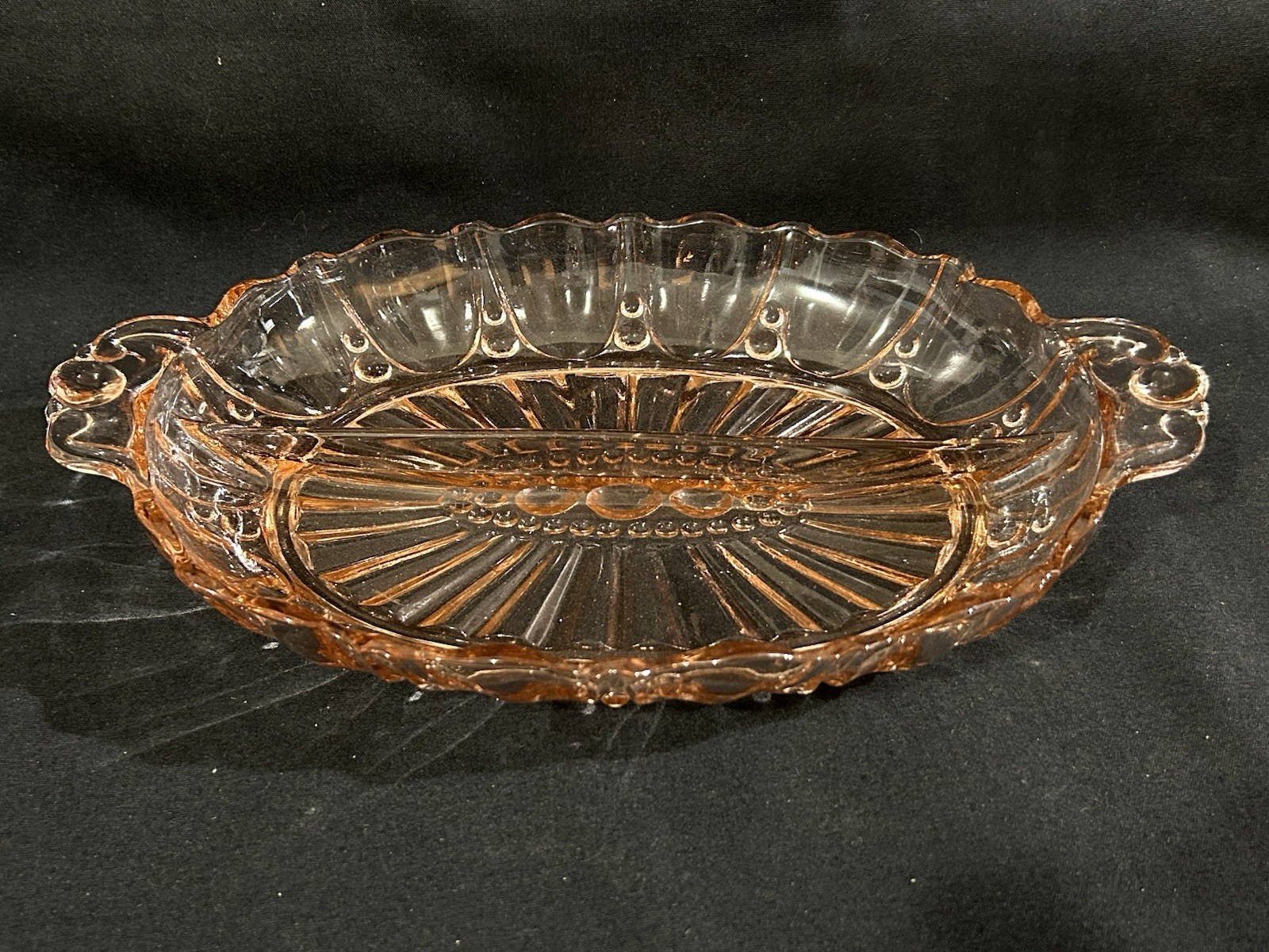 Vtg Pink Depression Glass Oyster and Pearl Divided Relish Tray Anchor Hocking