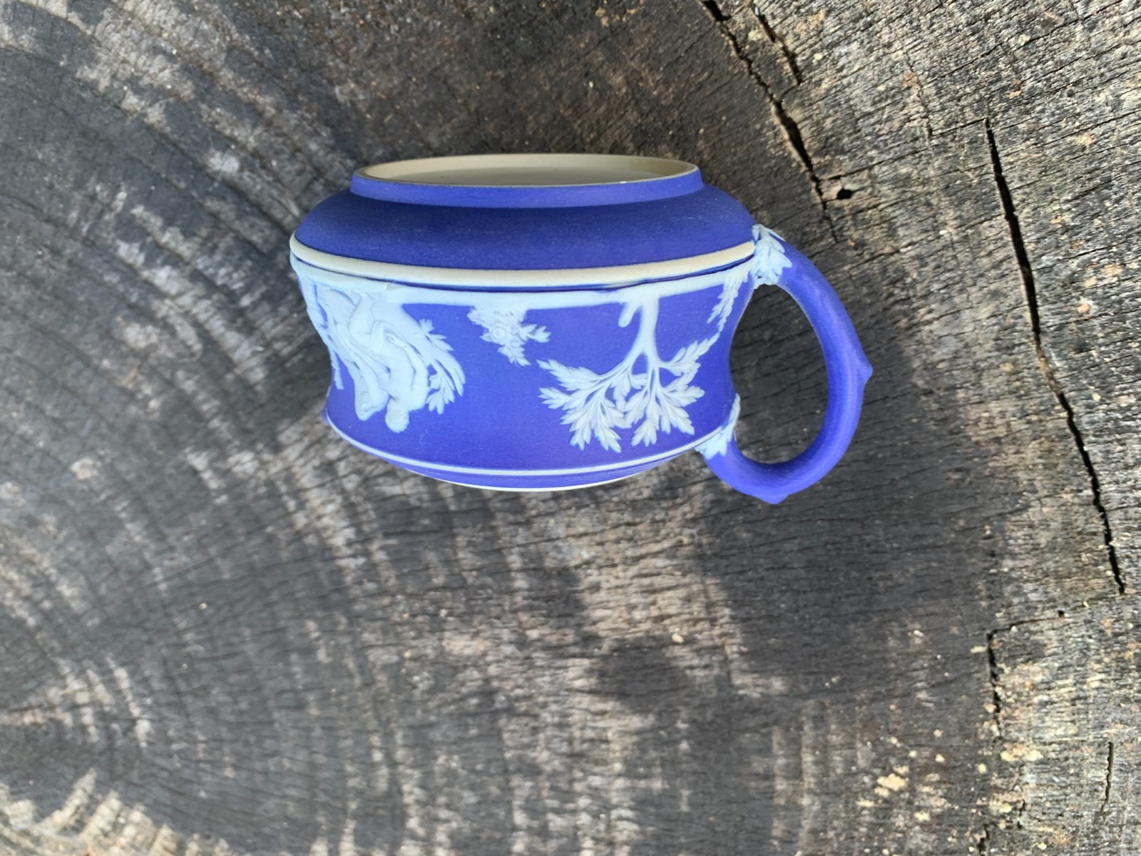 Wedgwood Jasperware Cobalt Blue Creamer 2 1/8″ Tall Made in England Circa 1900